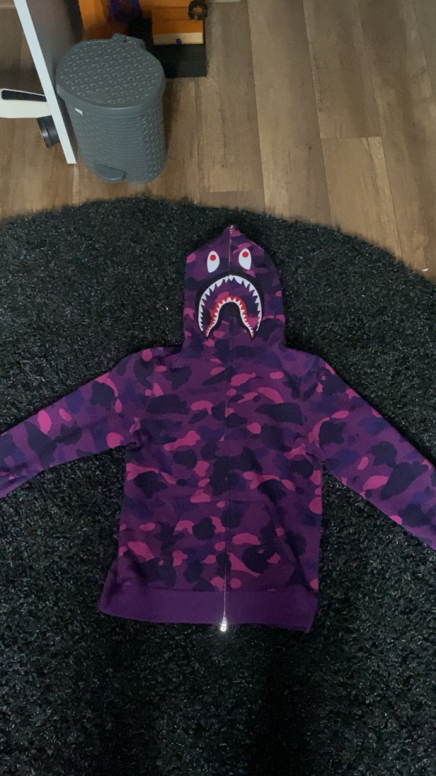 image of Bape Color Camo Shark Full Zip Hoodie in Purple, Women's (Size XS)