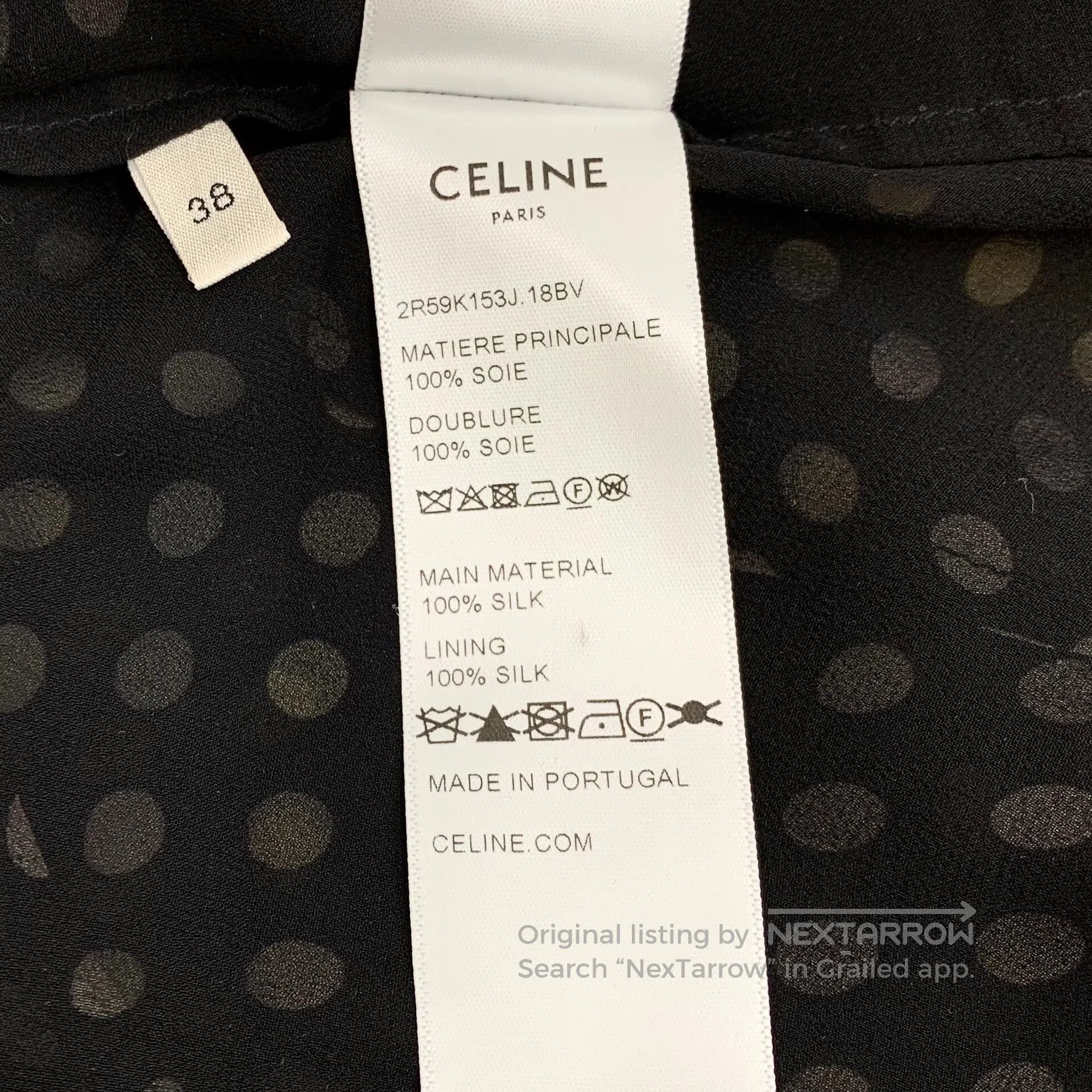 Celine CELINE Black Polka Dot Silk Crewneck Single-breasted Short Size XS / US 0-2 / IT 36-38 - 7 Thumbnail
