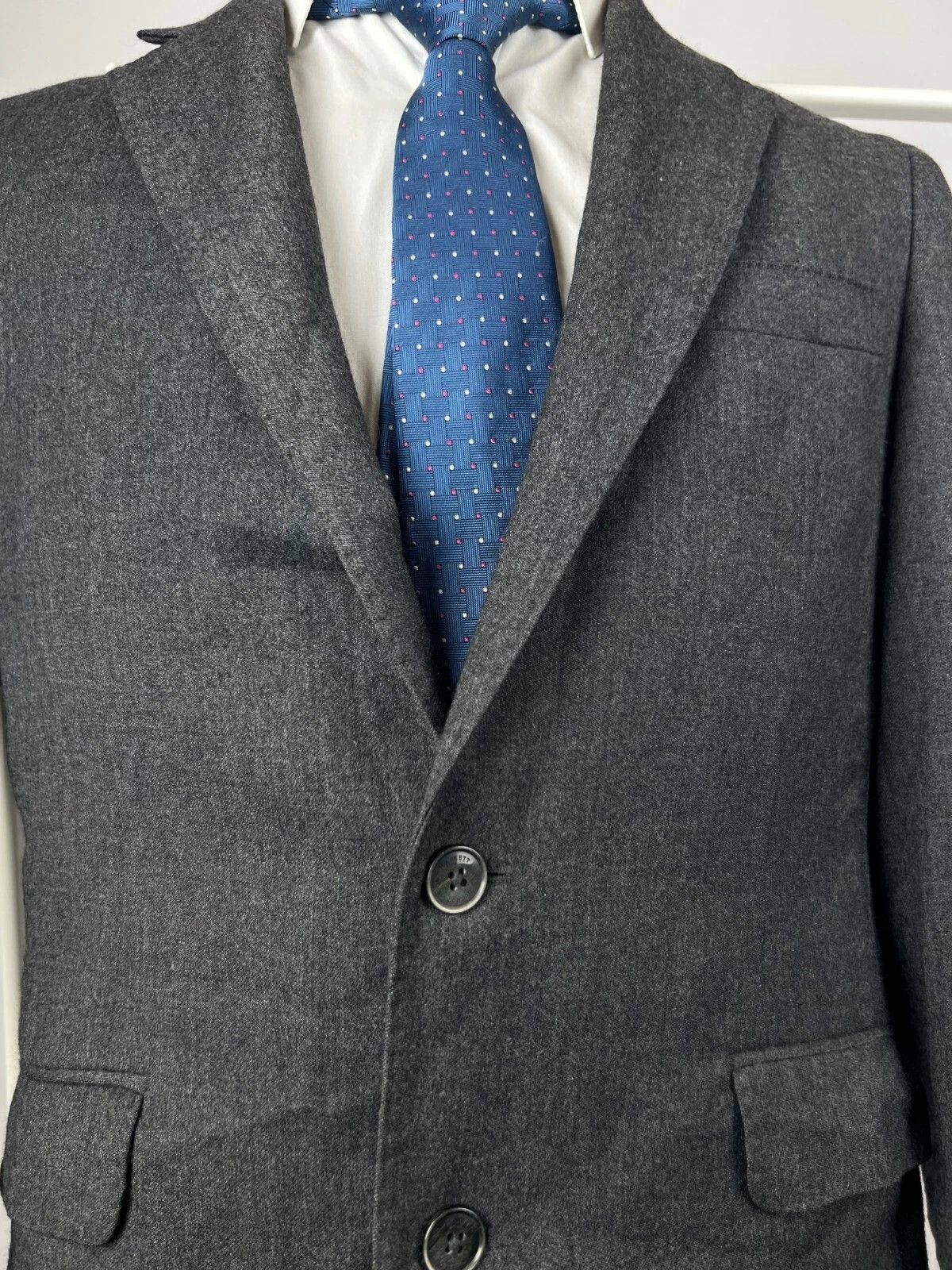 Hackett Hackett London Grey Flannel Half Lined Elbow Patch Blazer Size 42R - 3 Thumbnail