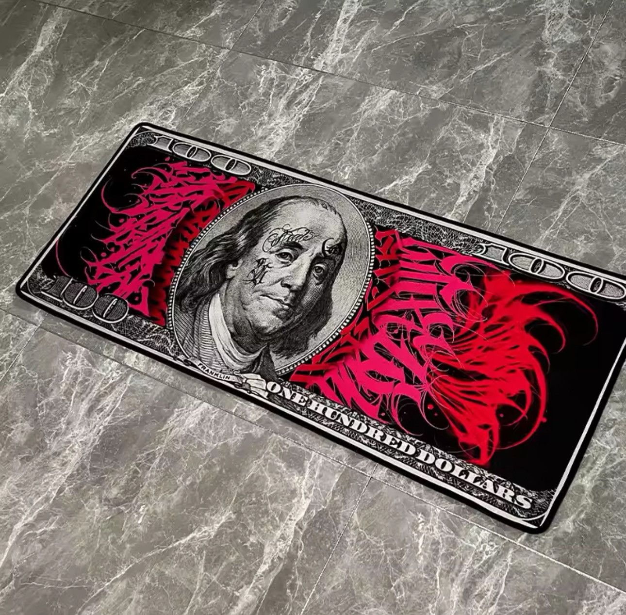 Handmade Handmade Dollar USD Print Banknotes Carpet Rug Size ONE SIZE - 1 Thumbnail