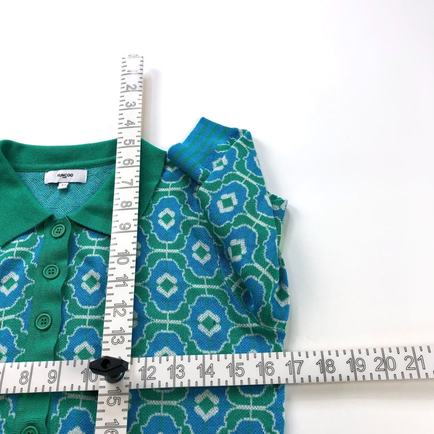 Vintage Suncoo Paris XS/S (Size T1) Collared Polo Sweater All Over Print Blue HRJ Size S / US 4 / IT 40 - 5 Thumbnail