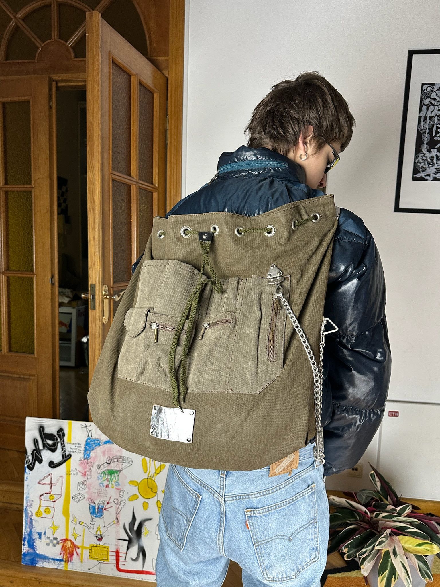2000s Dolce & Gabbana Black army Cargo Shoulder Bag