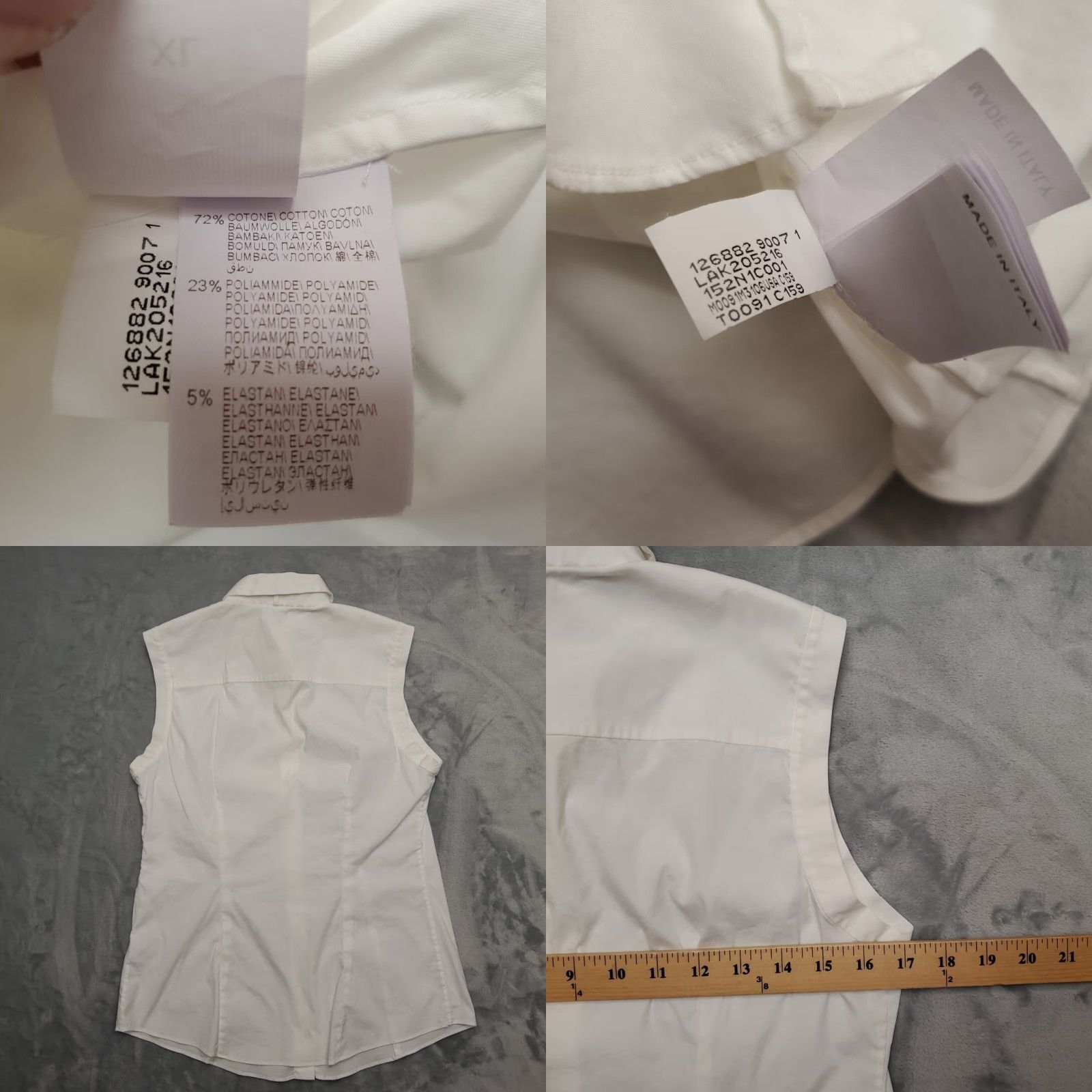 Vintage Brunello Cucinello Top Womens XL White Cotton Stretch Blend Sleeveless Classic - Shirt - Womens - XL - White Size S / US 4 / IT 40 - 8 Thumbnail