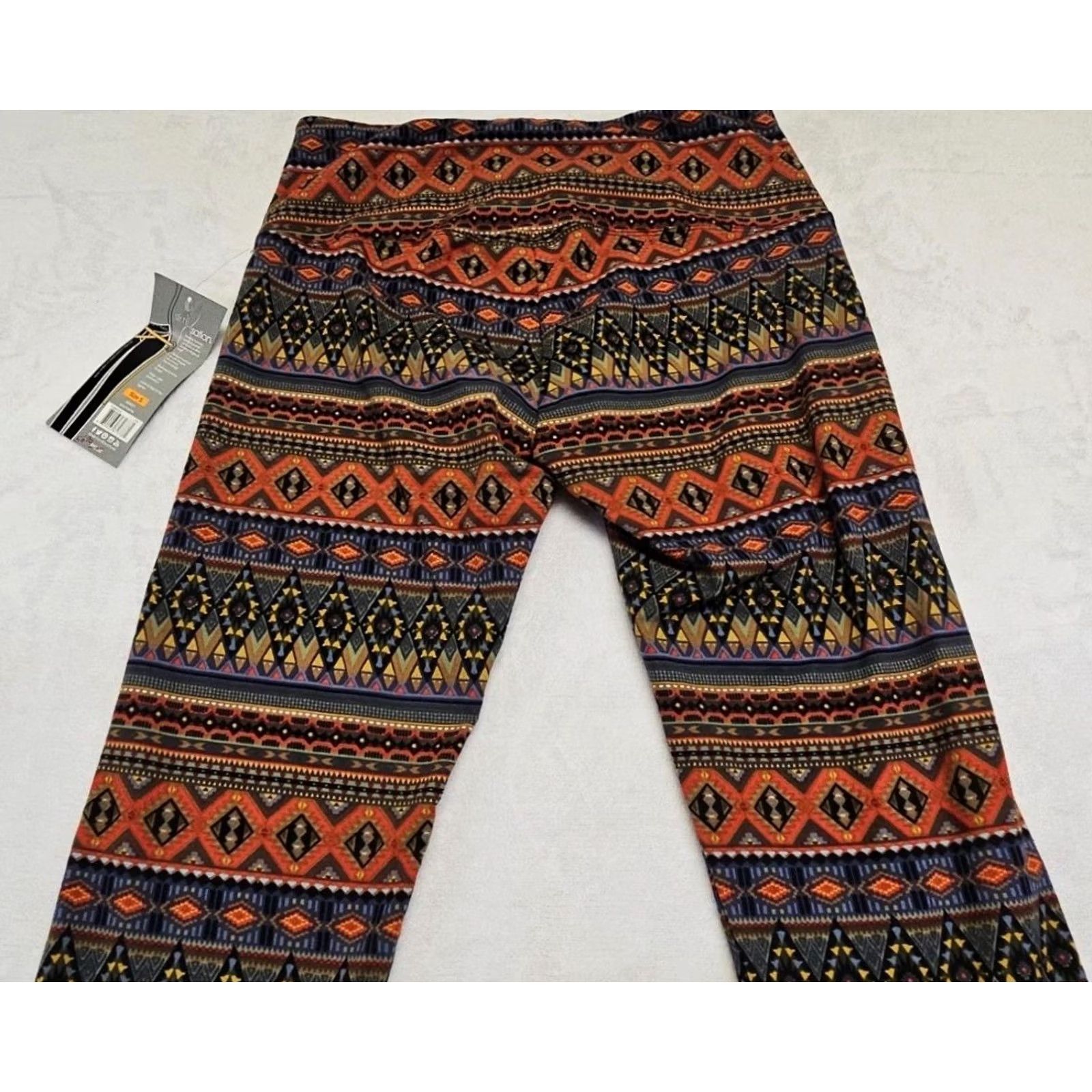 Vintage VINTAGE? Slim-Sation Pull On Pants Lot 2 Small Boho Paisley Aztec Stretch Slimming NWT Size 28" / US 6 / IT 42 - 7 Thumbnail