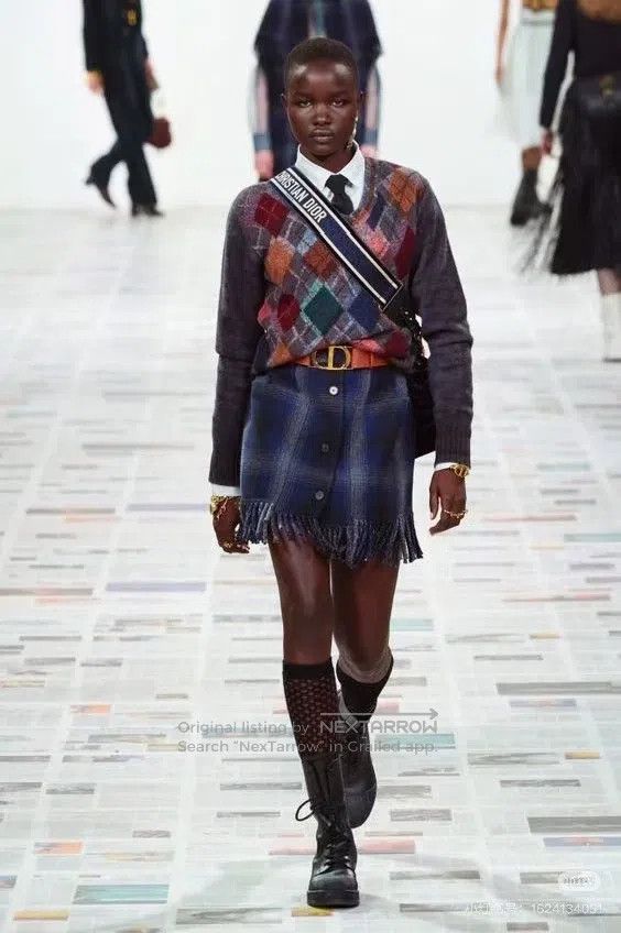Dior Dior Blue plaid wool tassel skirt Size 42" / US 20 - 6 Thumbnail