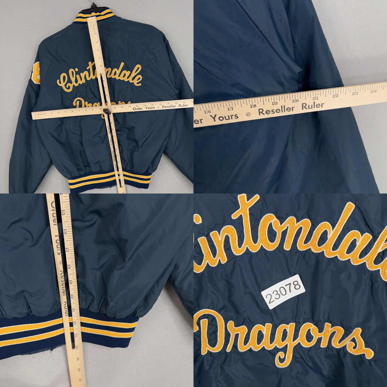 Dunbrooke VINTAGE Dunbrooke Clintondale Dragons Jacket Mens Small Navy Pla Jac 80s Bomber Jacket Size US S / EU 44-46 / 1 - 8 Thumbnail