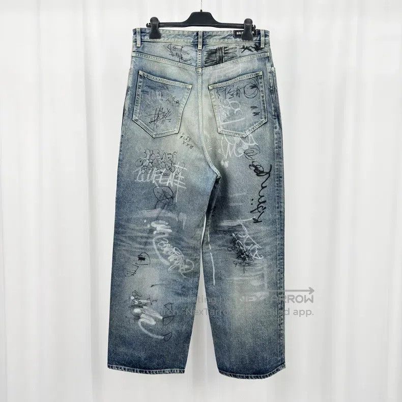 Balenciaga Balenciaga size M Spray-Paint Graffiti Denim Pants Size US 27 - 2 Thumbnail