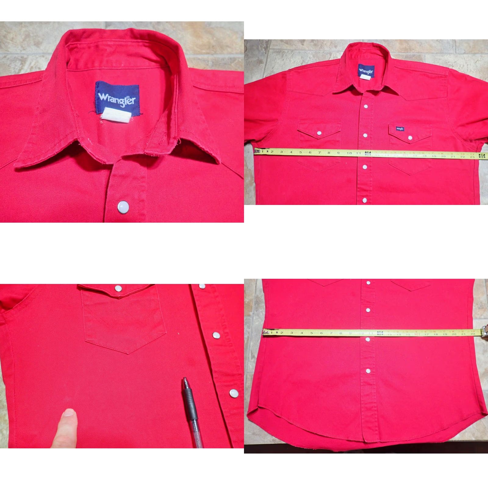 Wrangler Wrangler Mens Large Solid Red Western Pearl Snap Brushpopper Shirt Size US L / EU 52-54 / 3 - 8 Thumbnail