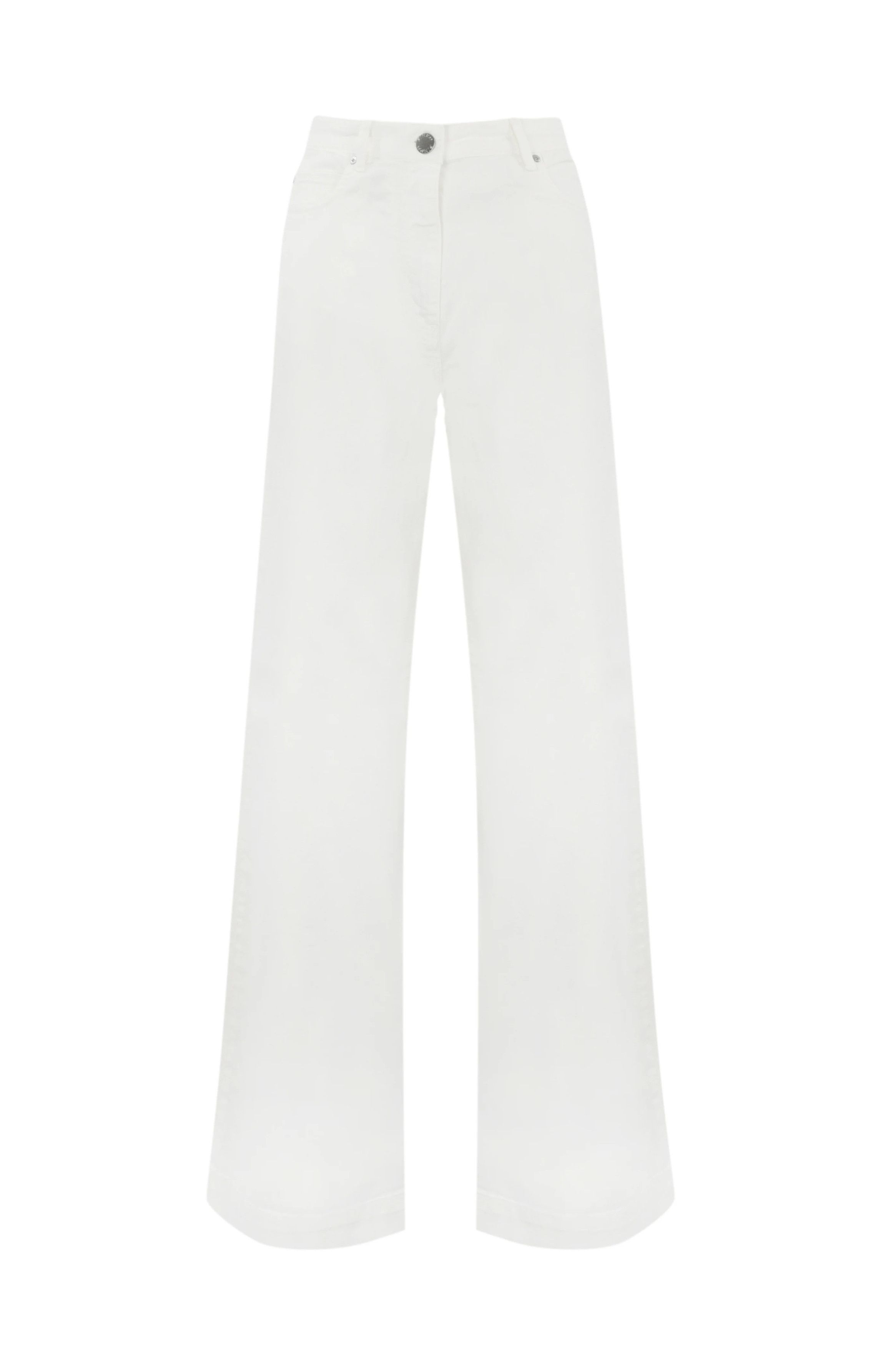 Pinko o1s22i1n0824 Wide Leg Twill Trouser in White Size 27" / US 4 / IT 40 - 1 Thumbnail