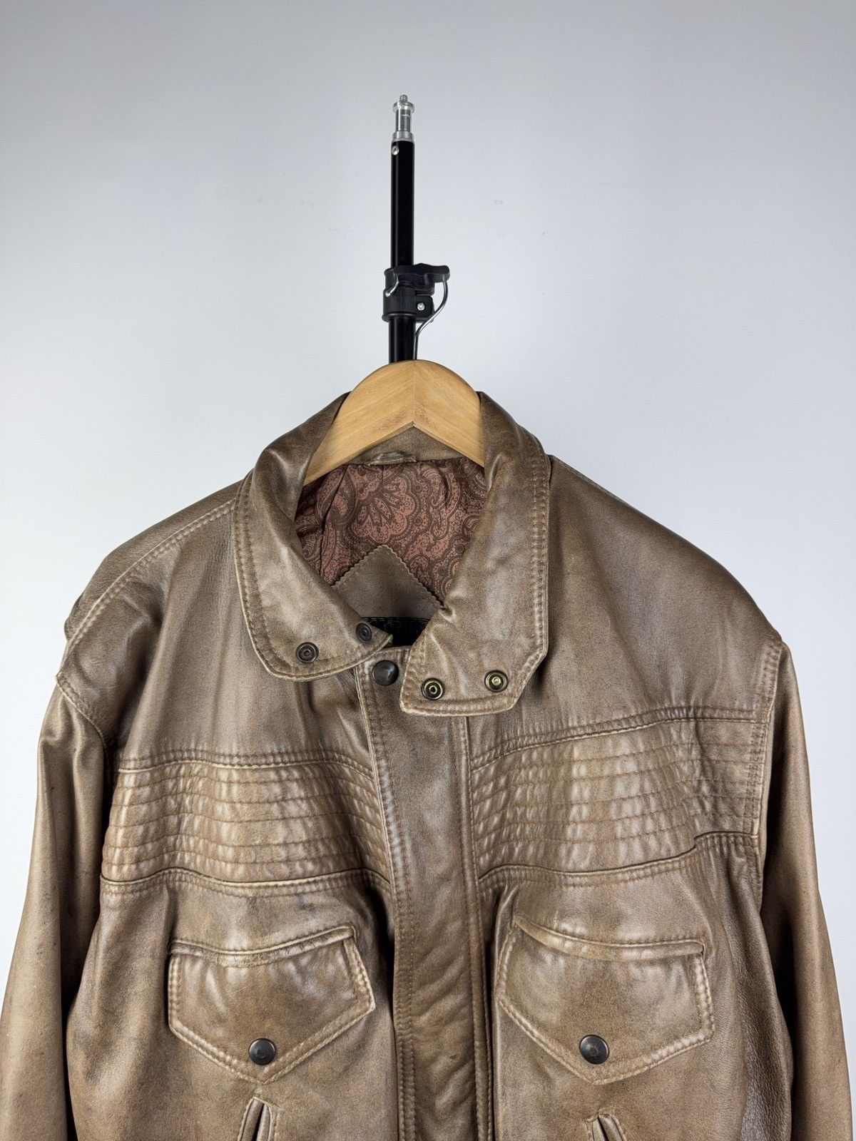 Vintage Vintage 90s Leather Biker Faded Jacket Style Maison Margiela Size US L / EU 52-54 / 3 - 2 Thumbnail