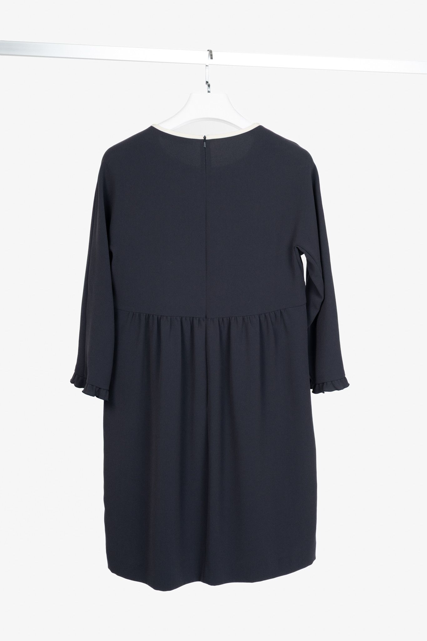 Weekend Max Mara Weekend Max Mara Navy Crepe Ruffle-Cuff Dress Size S / US 4 / IT 40 - 2 Thumbnail