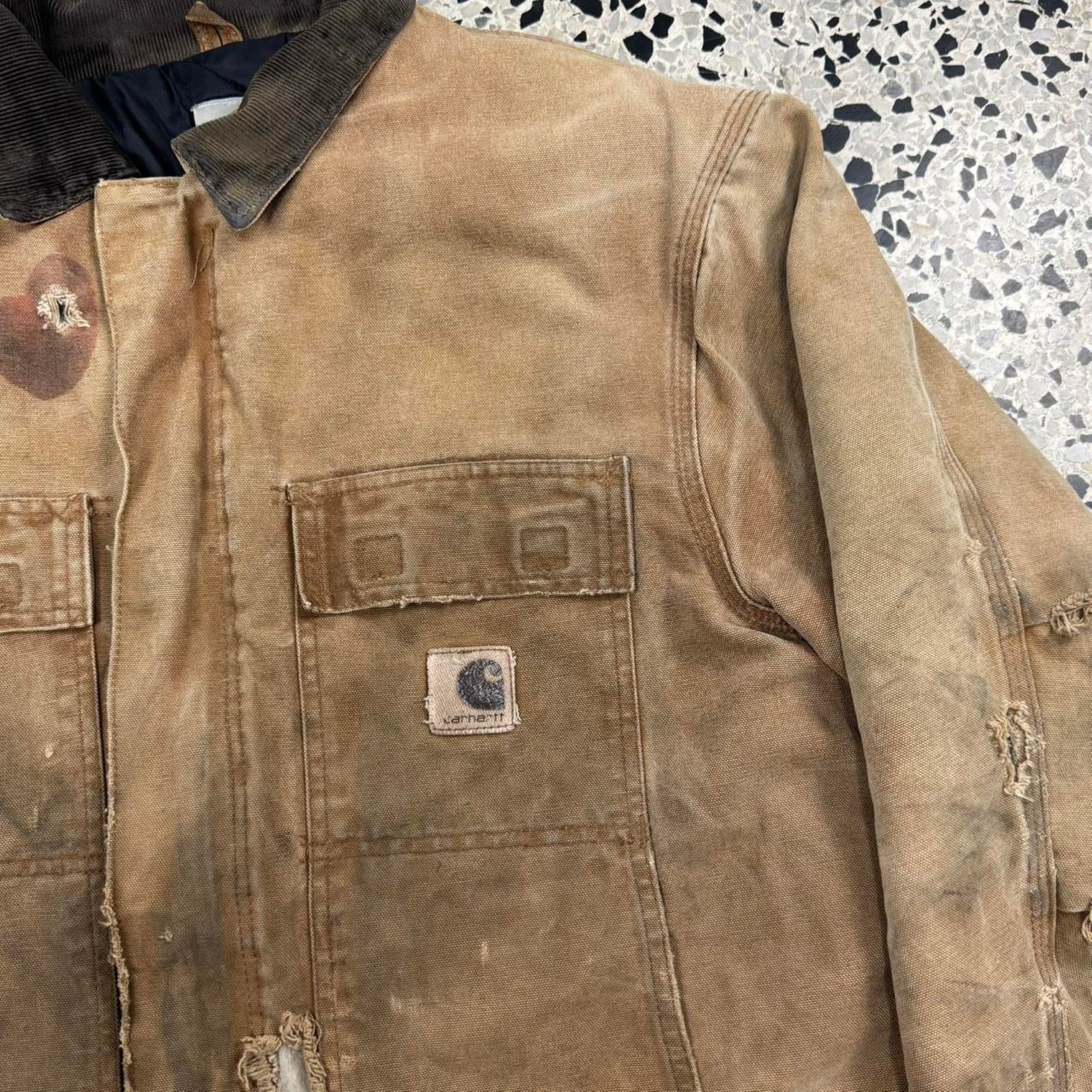 Carhartt VINTAGE 90S Y2K THRASHED CARHARTT WORKWEAR JACKET: Size US L / EU 52-54 / 3 - 3 Thumbnail
