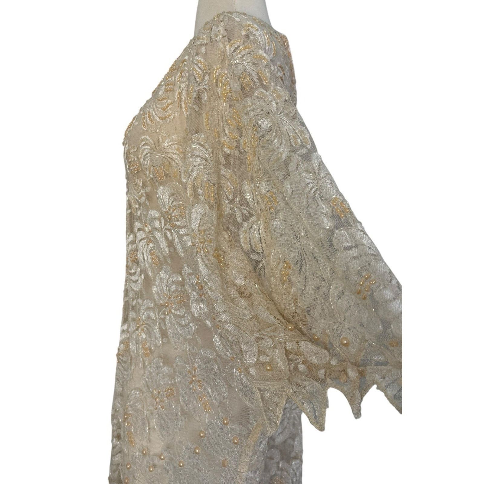 Other JAGSWEAR Vintage 100% Silk Shear Beaded 40s Flapper Dress 3X Size 3XL / US 20-22 - 13 Thumbnail