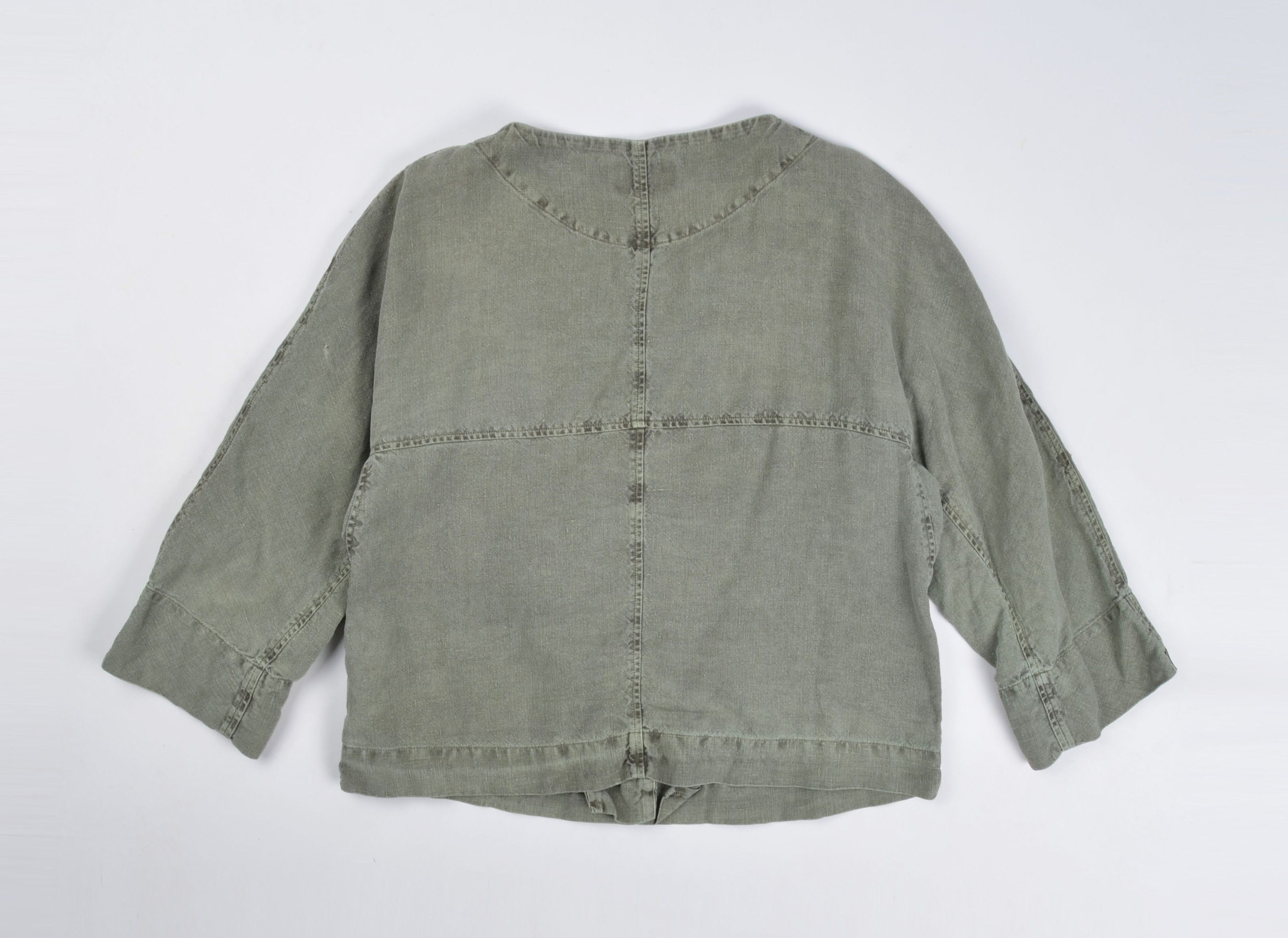 OSKA OSKA Avant Garde Boho Linen Khaki Blouse Blazer Size S / US 4 / IT 40 - 10 Thumbnail