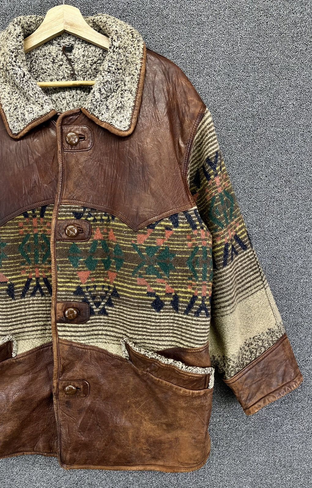 Japanese Brand Vintage Japanese Sherpa Rare Leather Jacket Size US M / EU 48-50 / 2 - 4 Thumbnail