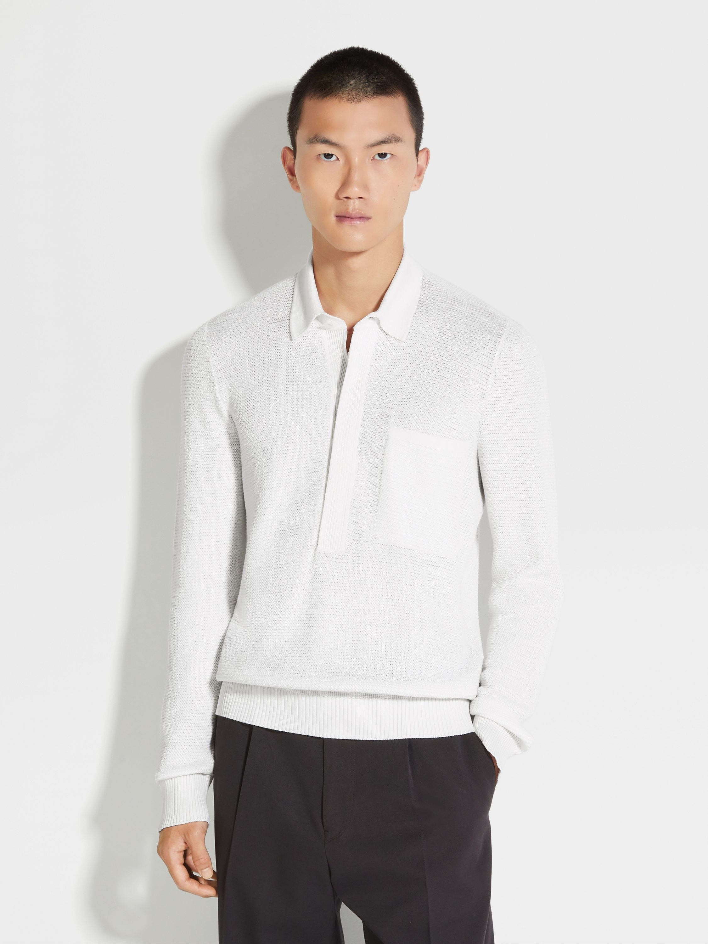 Ermenegildo Zegna o1s1rm0225 RUDD6 Polo Shirt in White Size US M / EU 48-50 / 2 - 4 Thumbnail