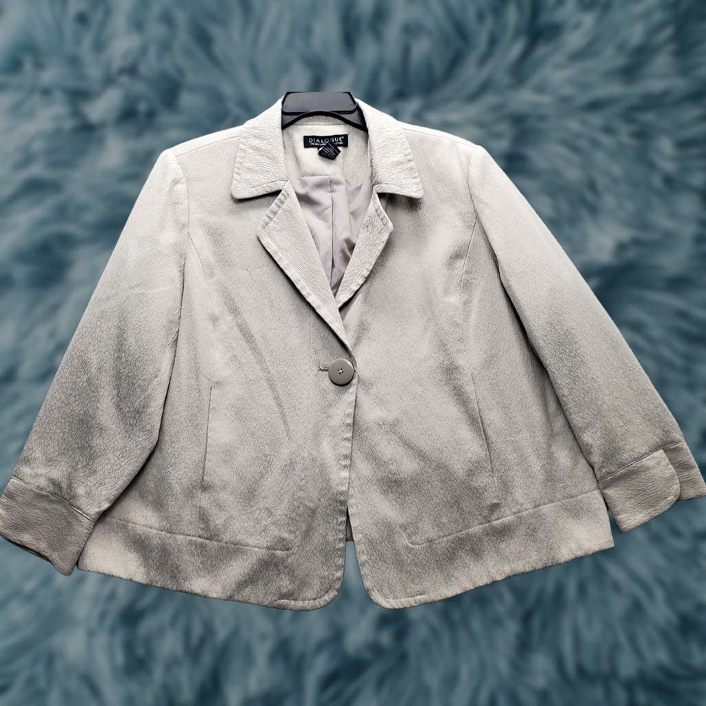 Vintage Dialogue Blazer Women 3X Multi Textured Lined Notch Lapel Single Breasted Formal Size XXL / US 16-18 / IT 52-54 - 1 Thumbnail