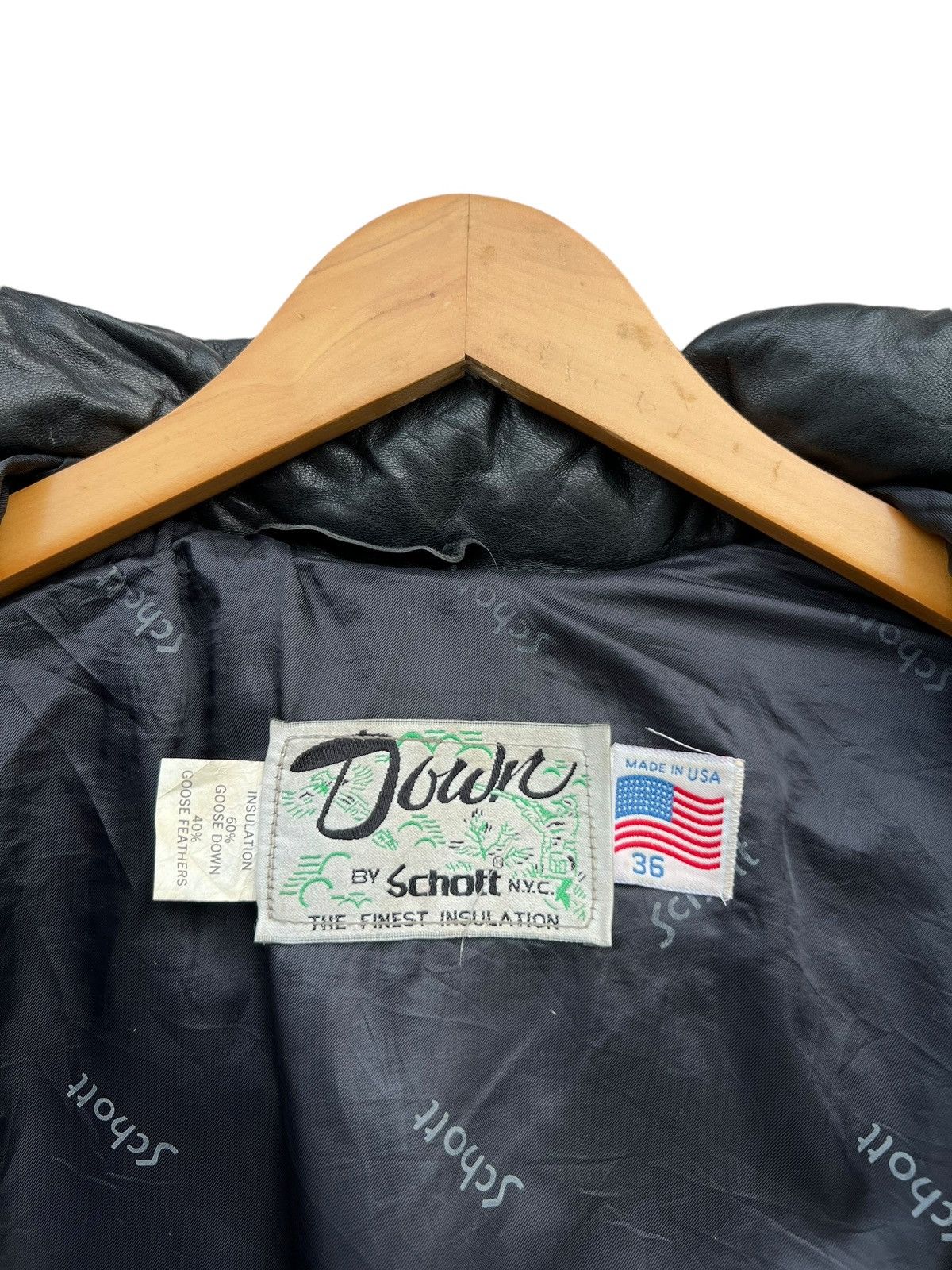 Schott × Vintage Vintage Schott Black Leather Puffer Down Jacket Size US M / EU 48-50 / 2 - 18 Thumbnail