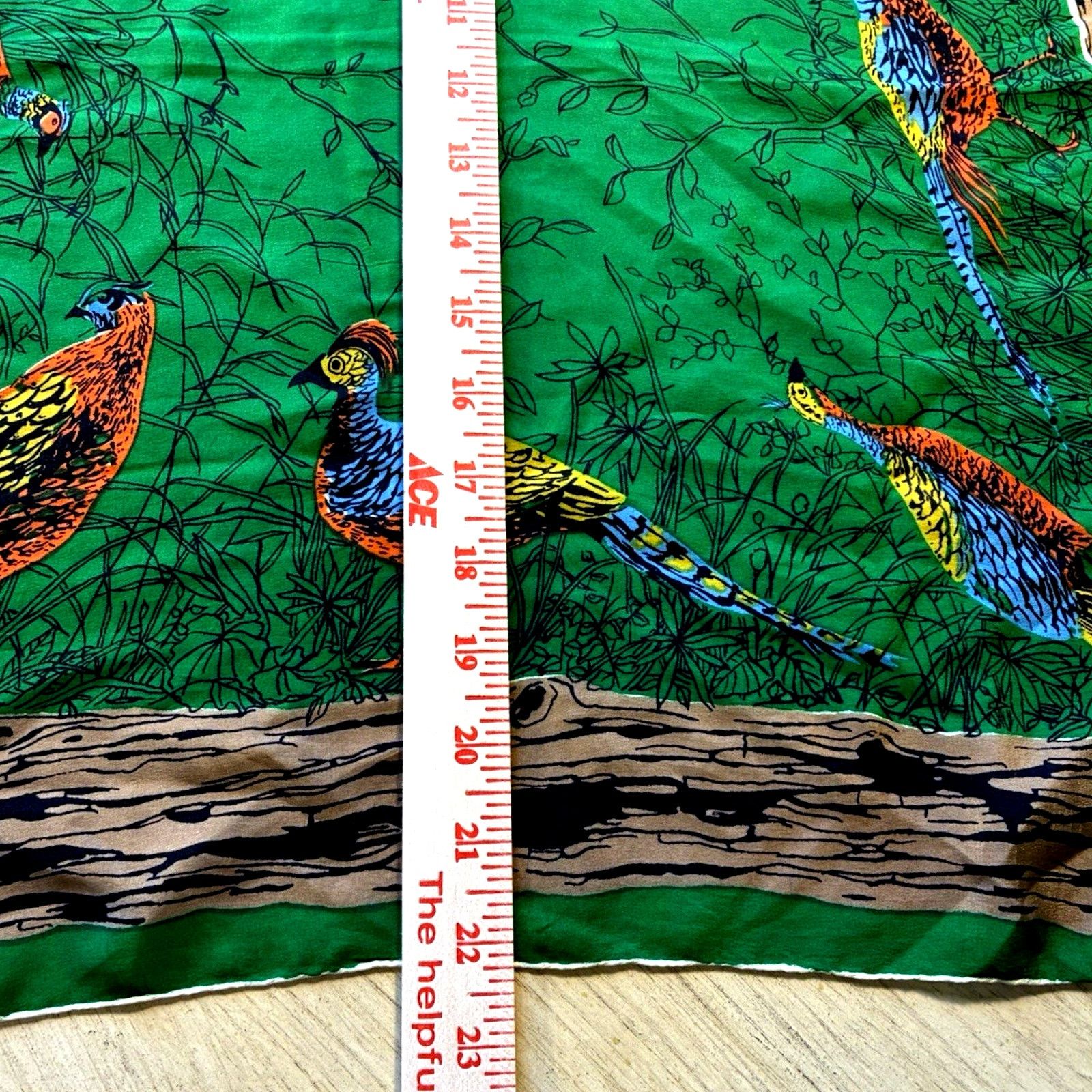 Other VTG Scarf Pheasant Bird Nature Green Hunting Wood Border 70s Size ONE SIZE - 7 Thumbnail