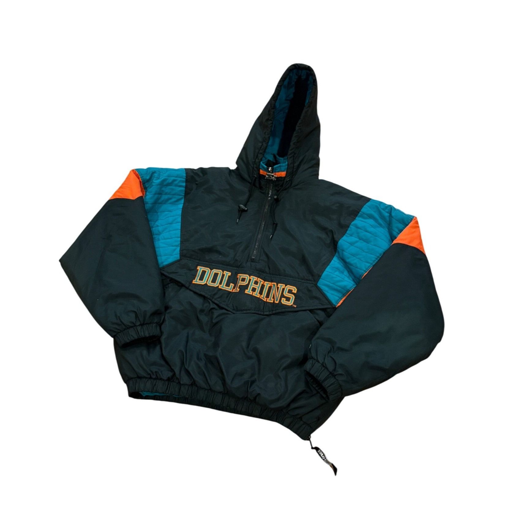 Starter Vintage 1990's Starter Miami Dolphins NFL Puffer Hooded Jack Size US L / EU 52-54 / 3 - 4 Thumbnail