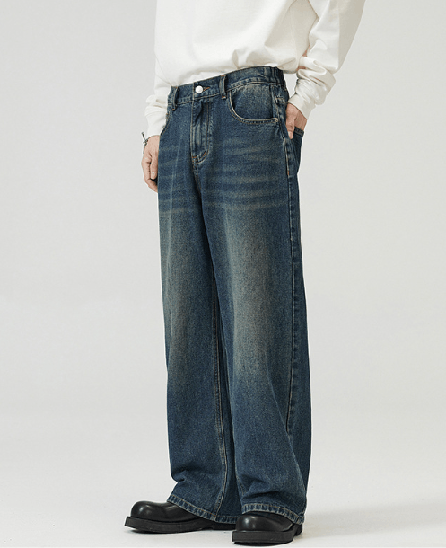 Japanese Brand Dark blue vintage washed distressed jeans y2k Size US 32 / EU 48 - 2 Thumbnail