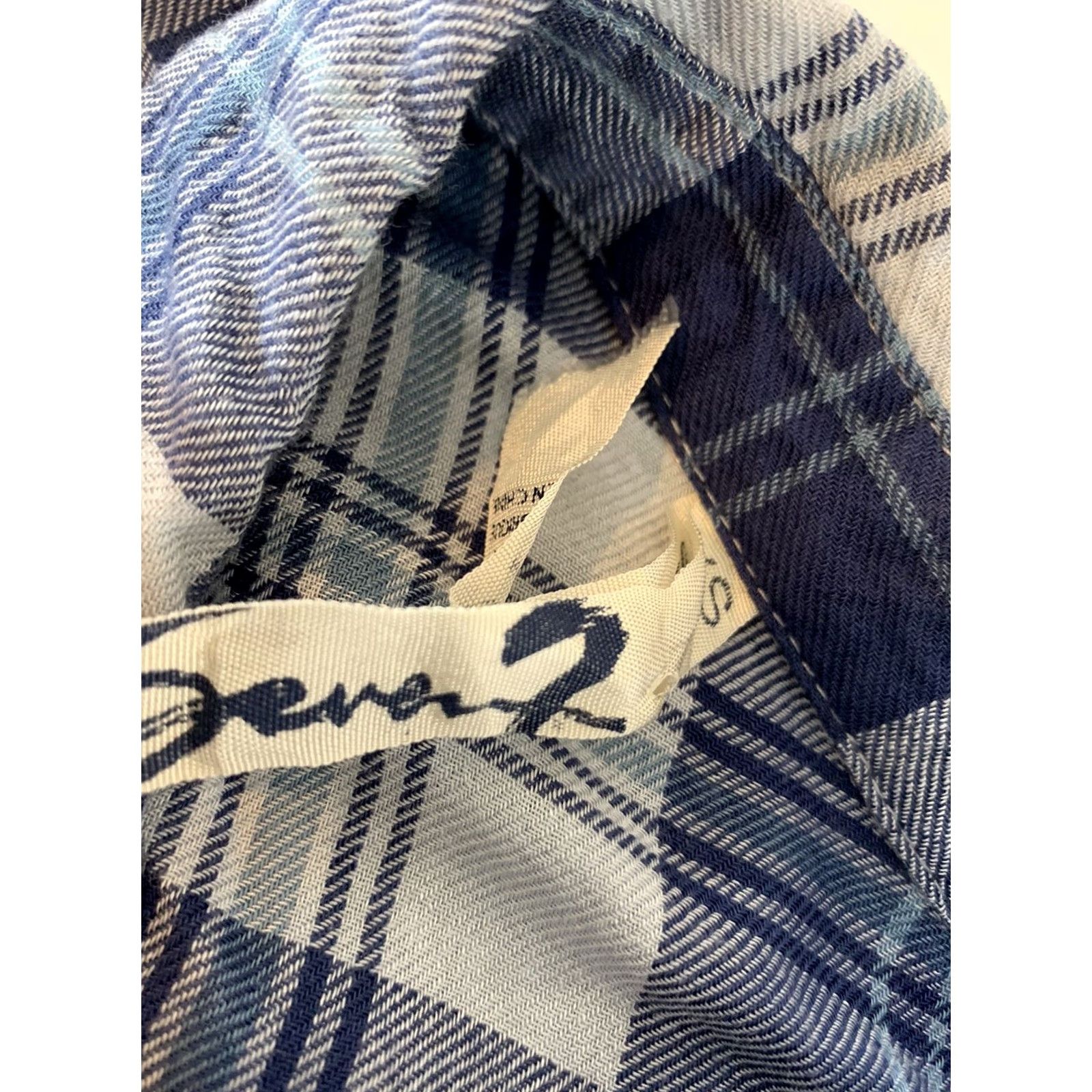 Vintage VINTAGE Seven7 Plaid Super Soft Long Sleeve Button Front Top XS Blue Women Size XS / US 0-2 / IT 36-38 - 2 Thumbnail