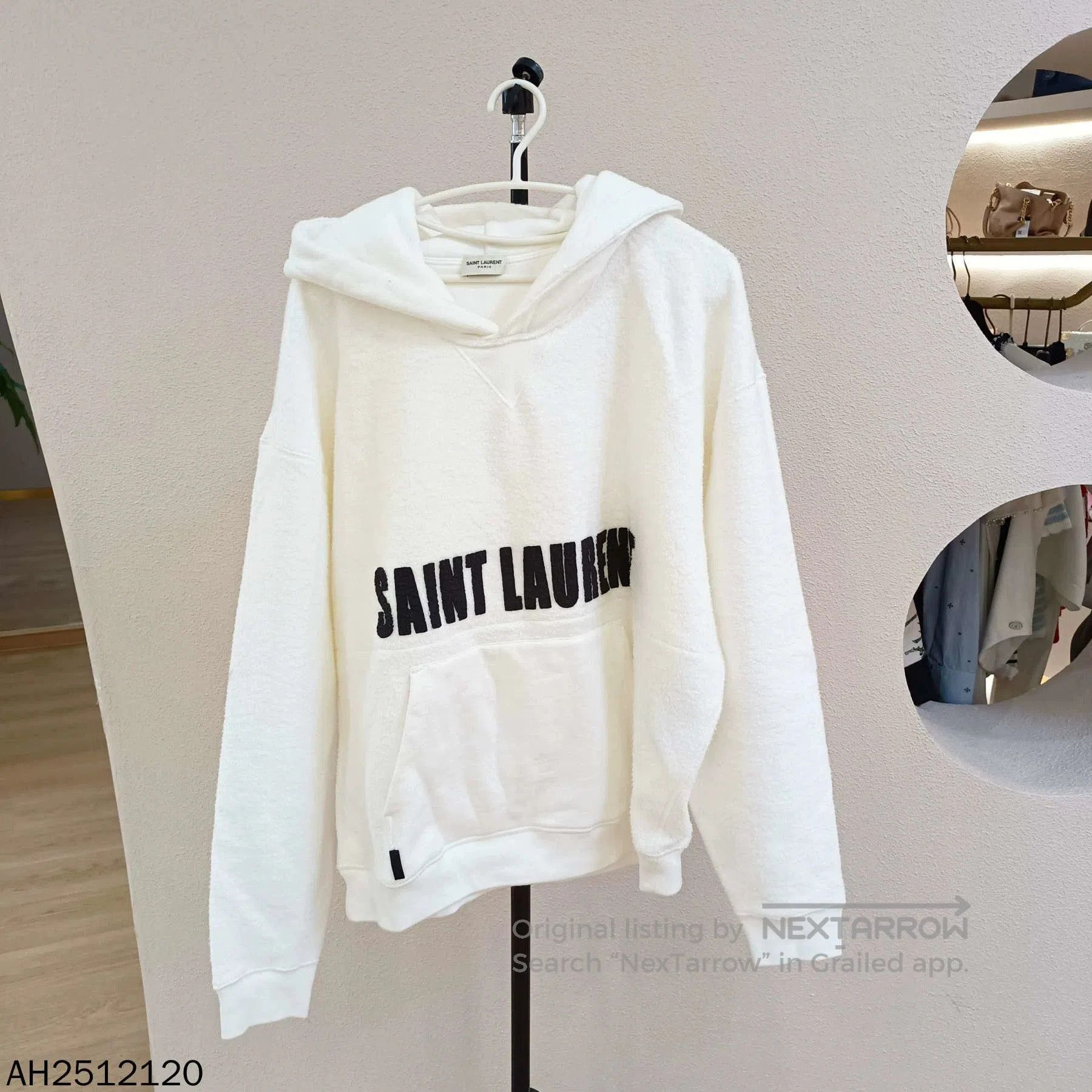 Saint Laurent Paris Logo printed kangaroo pocket hoodie.