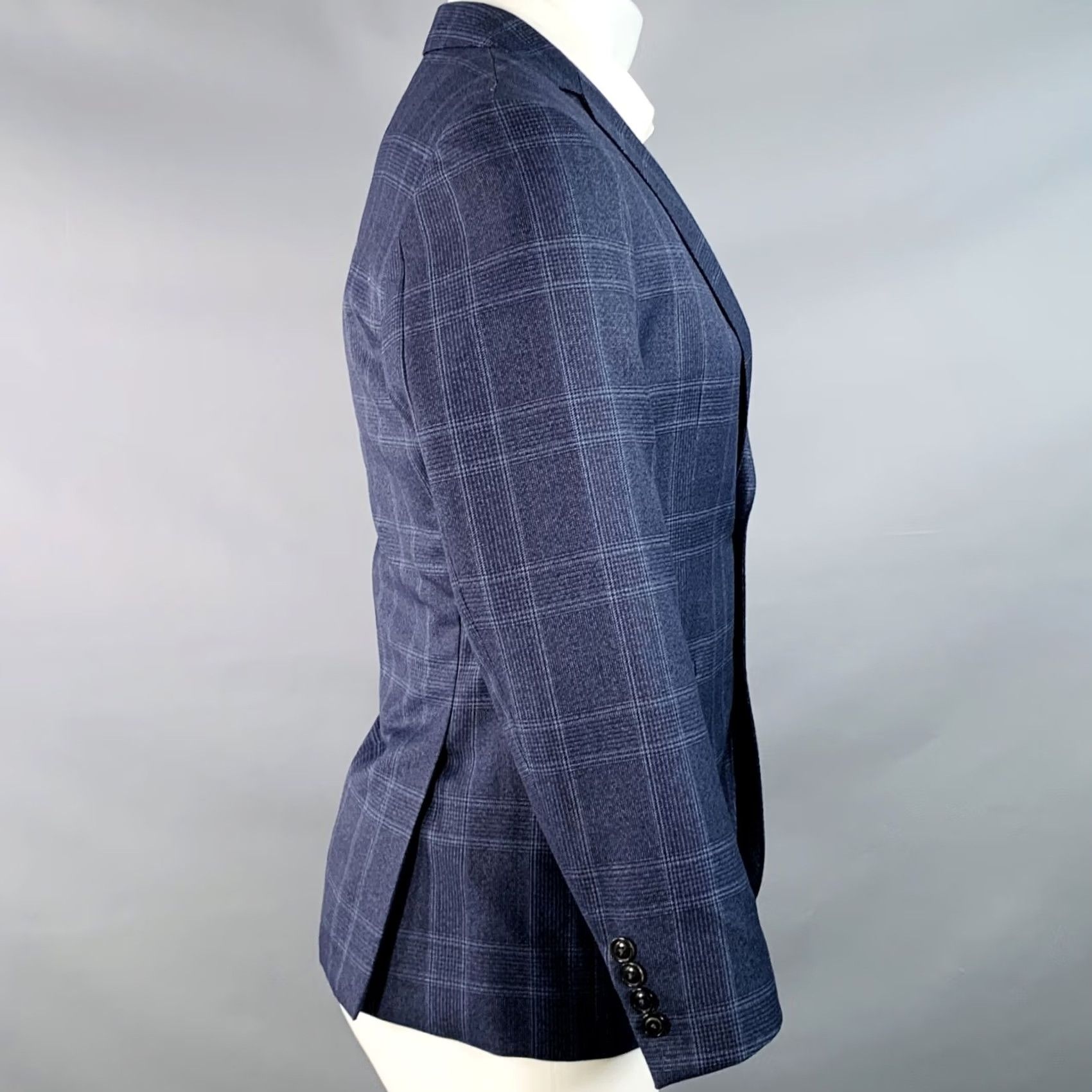 Brooklyn Tailors BROOKLYN TAILORS Sport Coat Size 38 Regular Blue Plaid Wool Notch Lapel Size US XXS / EU 40 - 3 Thumbnail