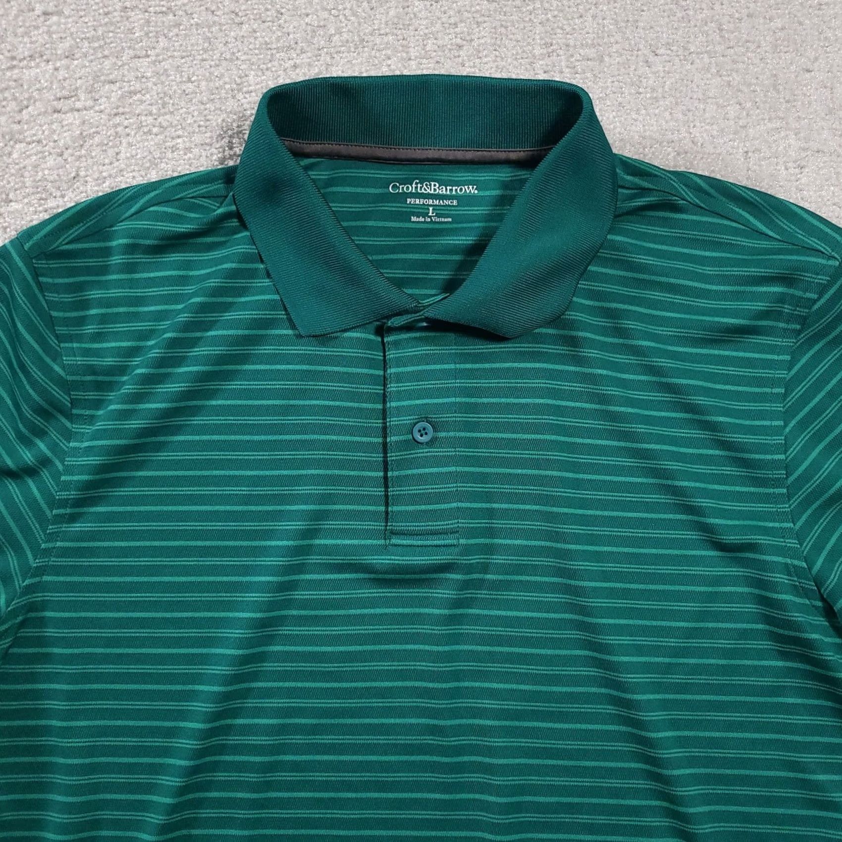 Croft & Barrow Croft & Barrow Polo Performance Shirt Men's L Green Stripe Short Sleeve Polo Shirt Green Stripe Classic Fit Size US L / EU 52-54 / 3 - 3 Thumbnail