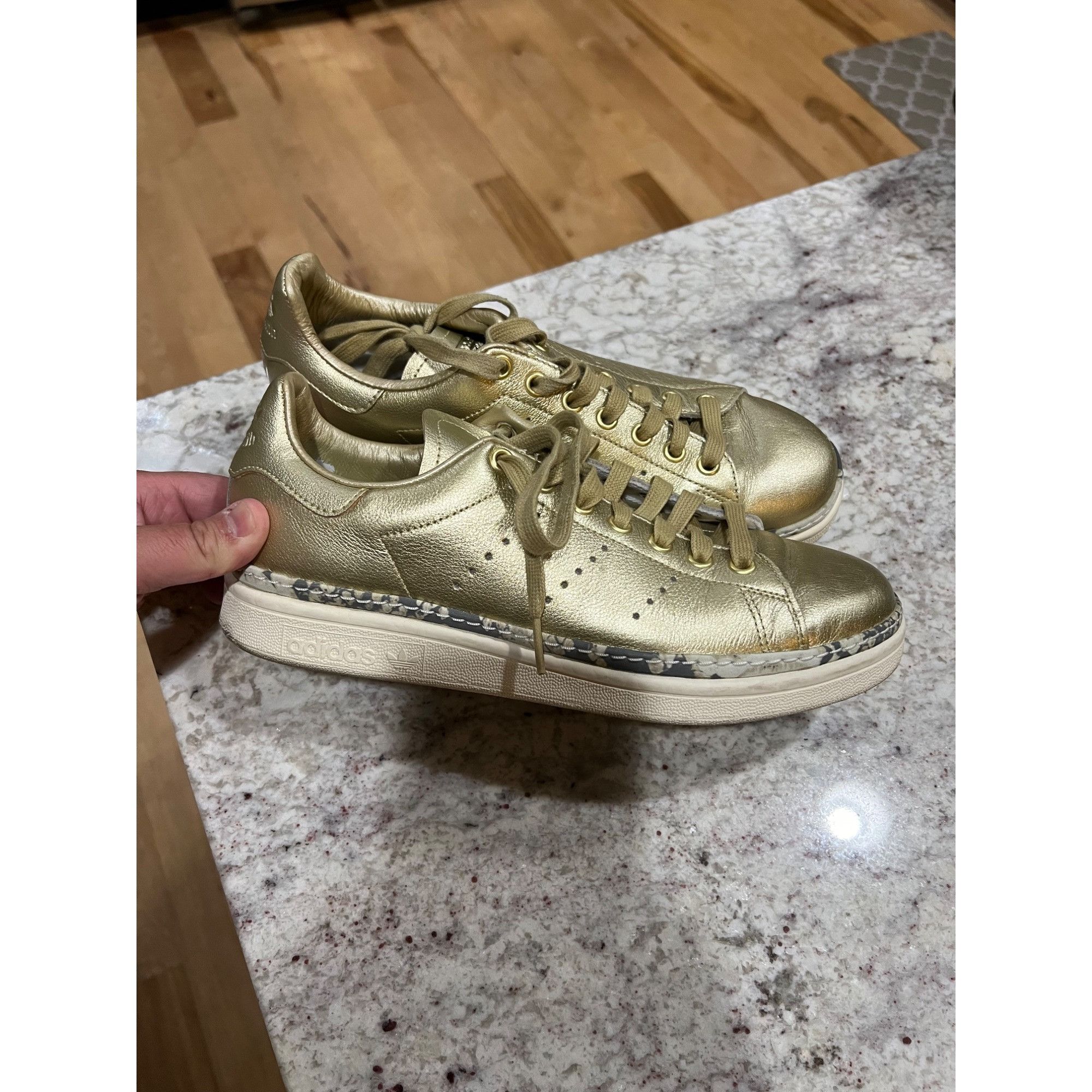 Adidas ADIDAS STAN SMITH NEW BOLD Gold Metallic Shoes - Size 8.5 Size US 8.5 / IT 38.5 - 2 Thumbnail