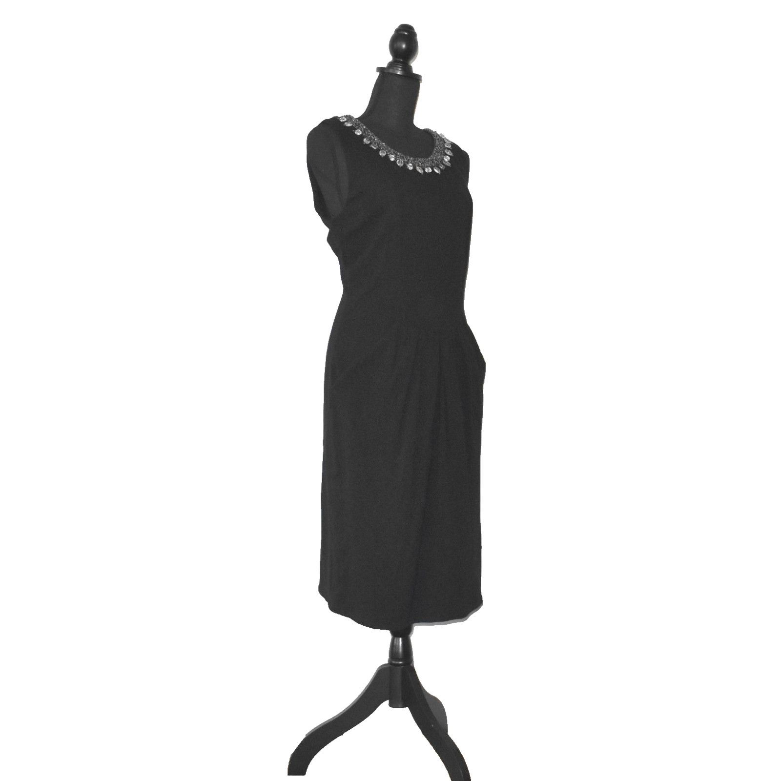 Lafayette 148 LAFAYETTE 148 Black Chain W/Rhinestones Neckline Dress Sz 12 Size XL / US 12-14 / IT 48-50 - 2 Thumbnail