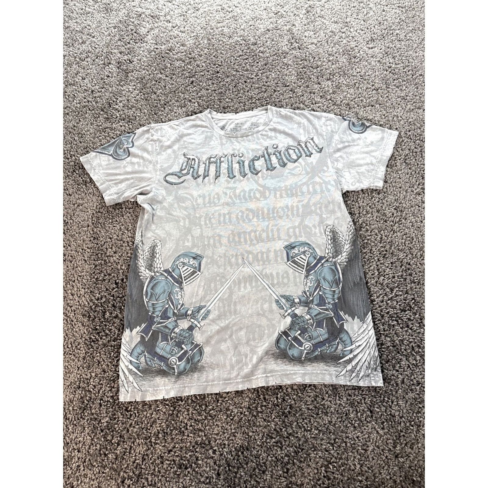 Affliction VINTAGE Affliction T-Shirt Skull Graphic Crew Neck Short Sleeve Men's L Gray Tim Sylvia Dual Skull MMA Size US L / EU 52-54 / 3 - 5 Thumbnail
