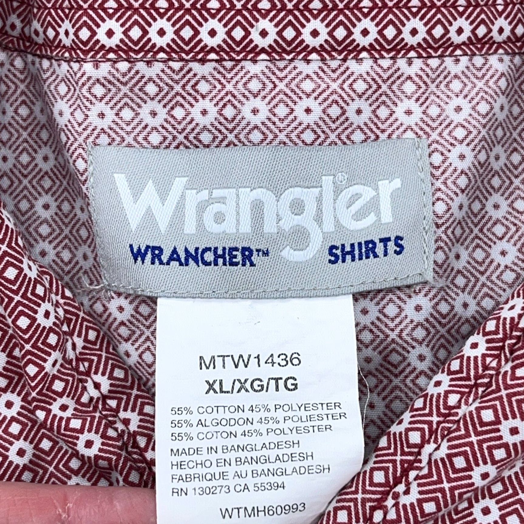 Wrangler VINTAGE Wrangler Western Shirt Men XL Red Pearl Snap Button Up Cowboy Wrancher Geometric Size US XL / EU 56 / 4 - 3 Thumbnail
