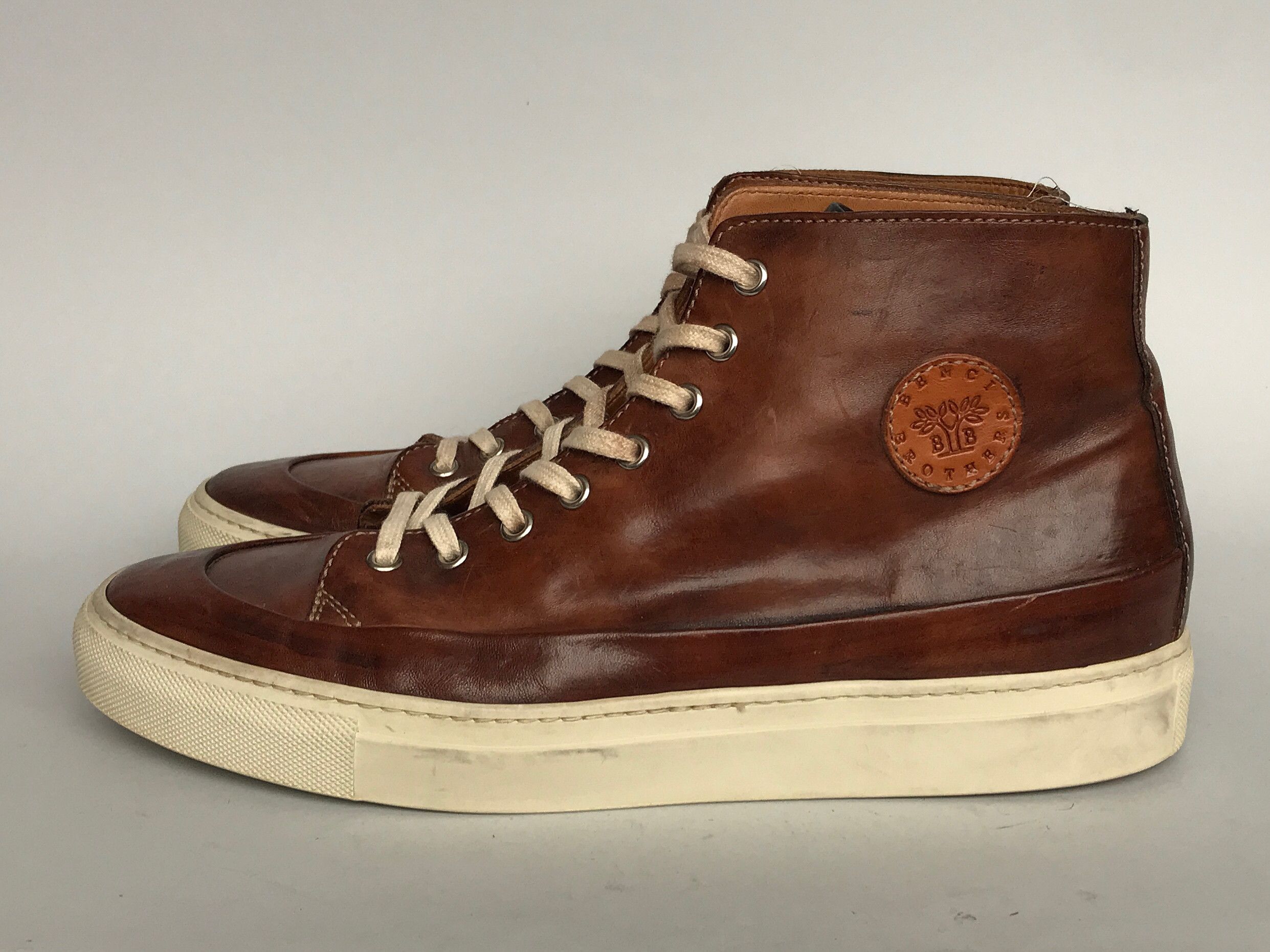ICON BENCI BROTHERS SCRAMBLER TAN LEATHER HIGH TOP SHOES