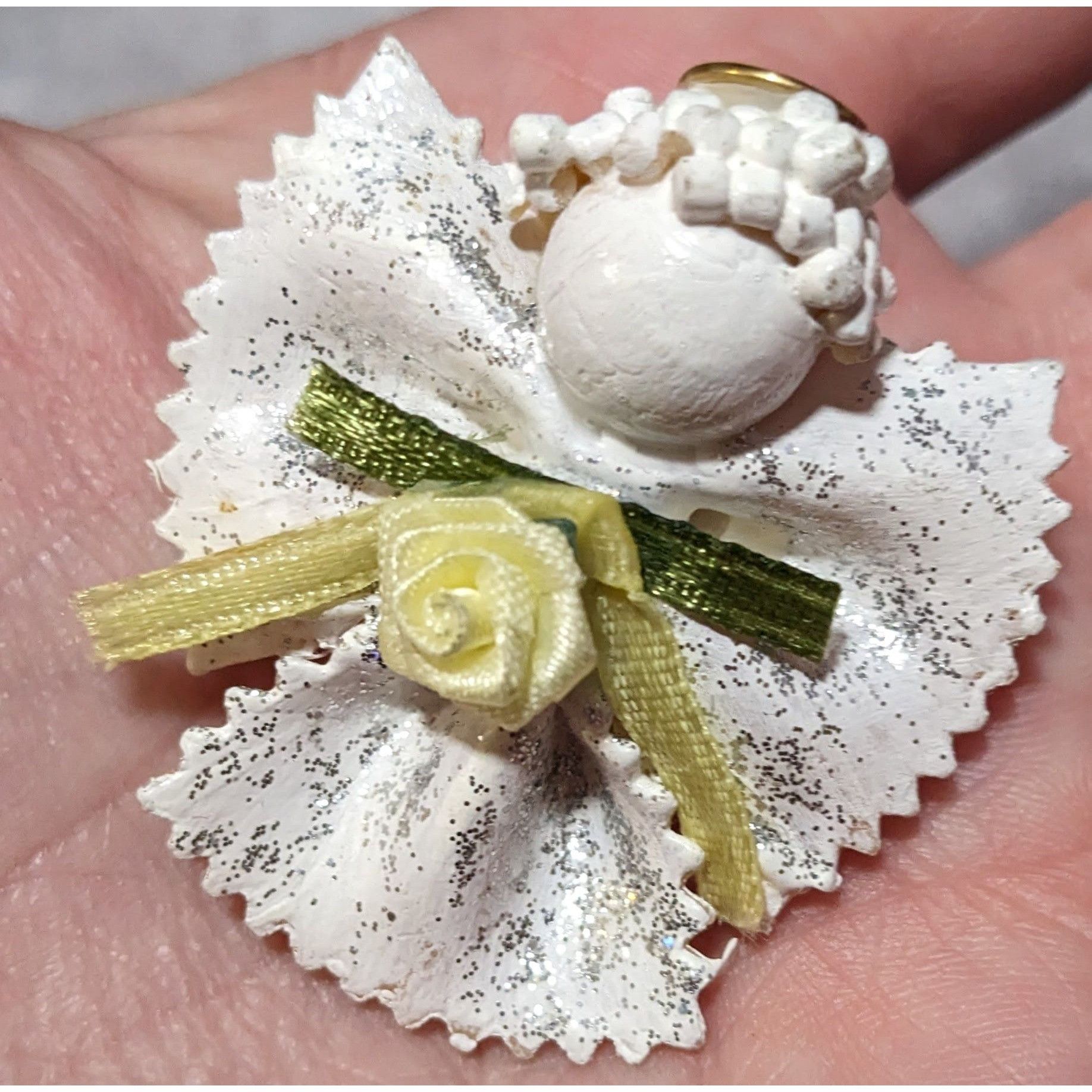 Other Vintage White Painted Pasta Floral Angel Brooch Size ONE SIZE - 6 Thumbnail