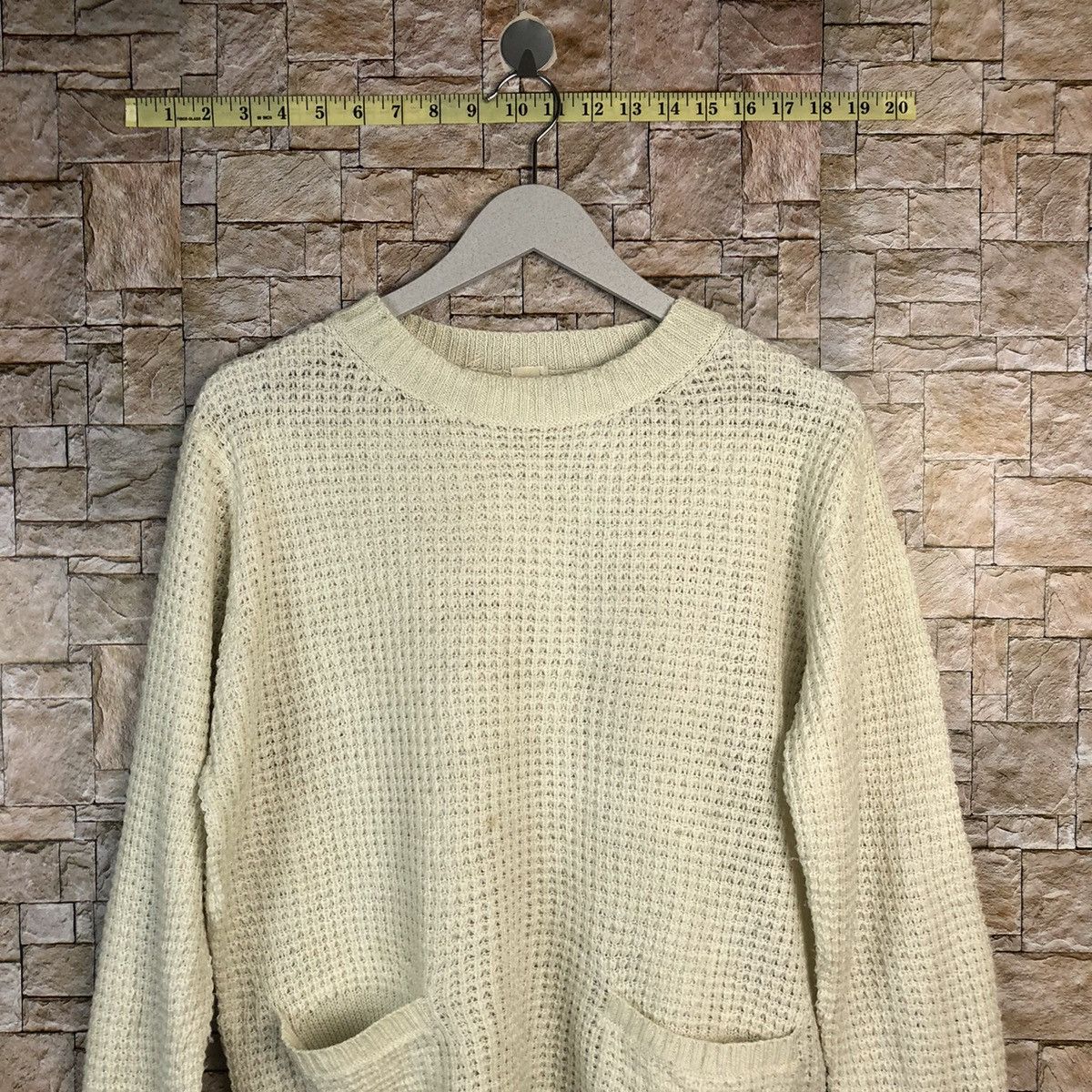 Homespun Knitwear × Japanese Brand × Vintage GU White double pocket sweatshirt Knitwear #A843 Size US L / EU 52-54 / 3 - 2 Thumbnail