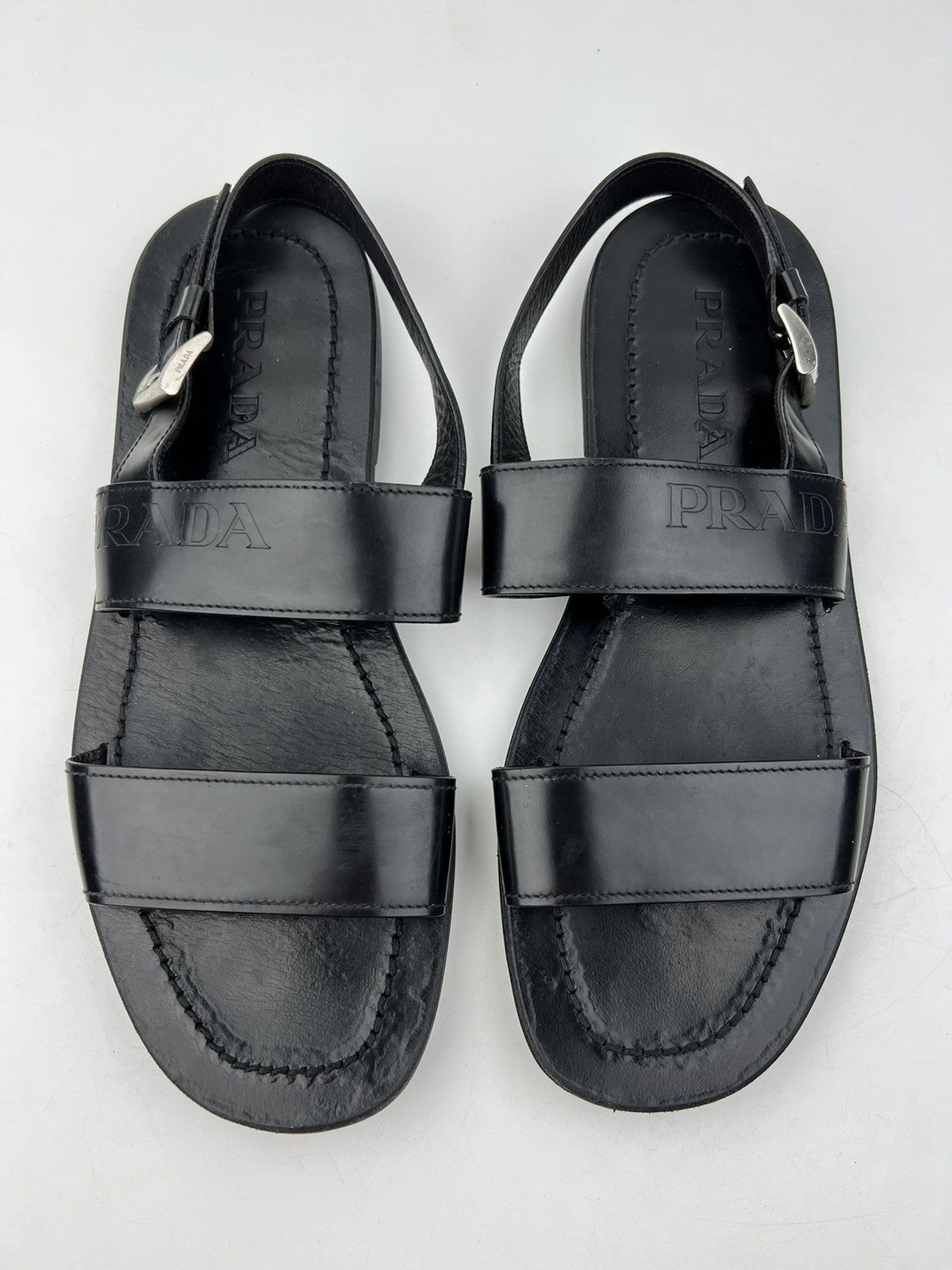Prada PRADA MILANO Sandals Leather Shoes Straps Logo Black Men’s Size US 9 / EU 42 - 17 Thumbnail