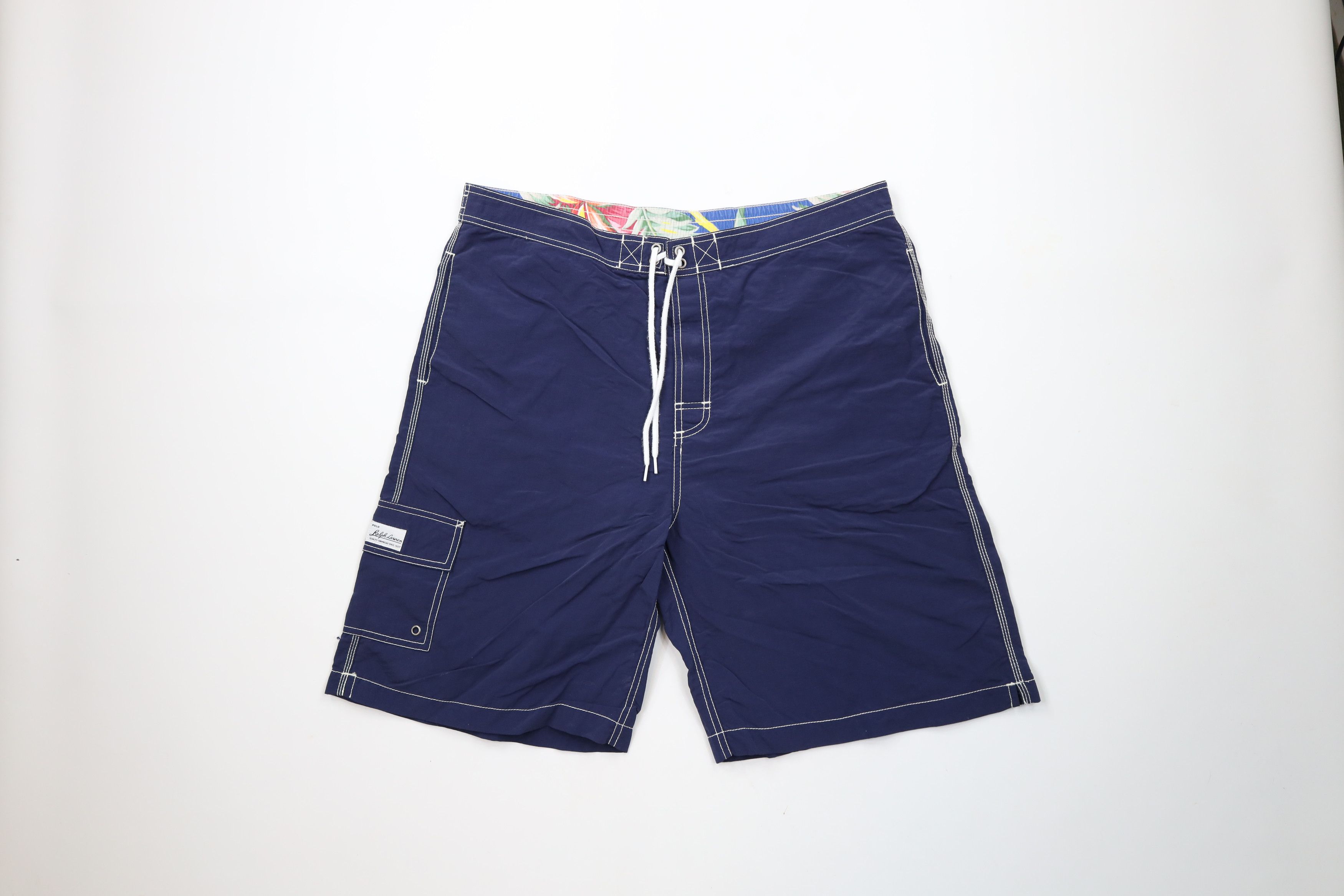 Ralph Lauren × Vintage Vintage 90s Ralph Lauren Spell Lined Shorts Swim Trunks Blue Size US 36 / EU 52 - 1 Thumbnail