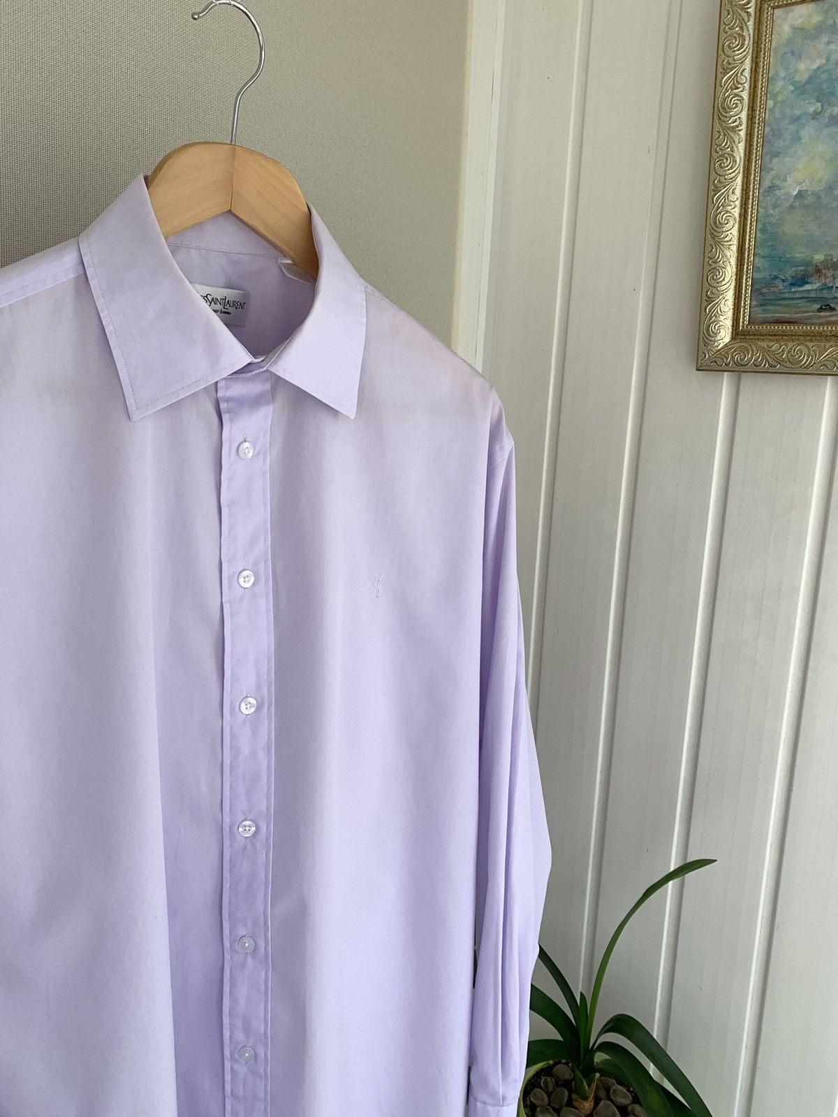 Yves Saint Laurent Yves Saint Laurent Vintage Button Shirt Light Purple Size L Size US L / EU 52-54 / 3 - 3 Thumbnail