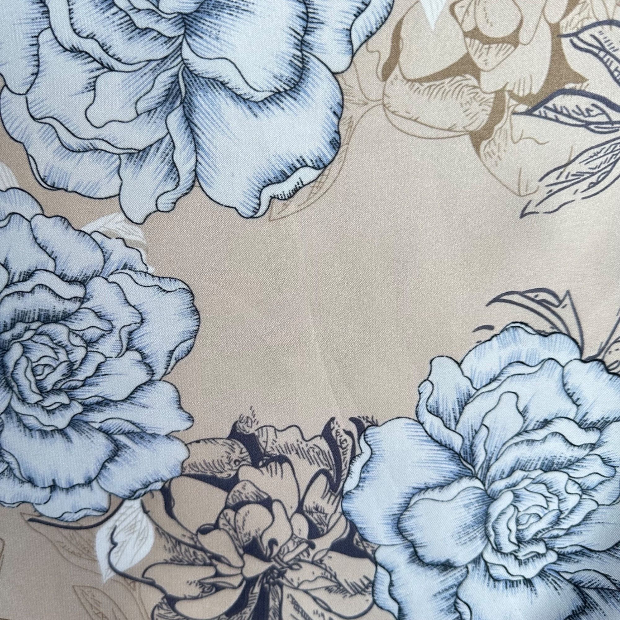 Other Vintage Style Floral Square Scarf Blue Floral Roses Head Wra Size ONE SIZE - 3 Thumbnail