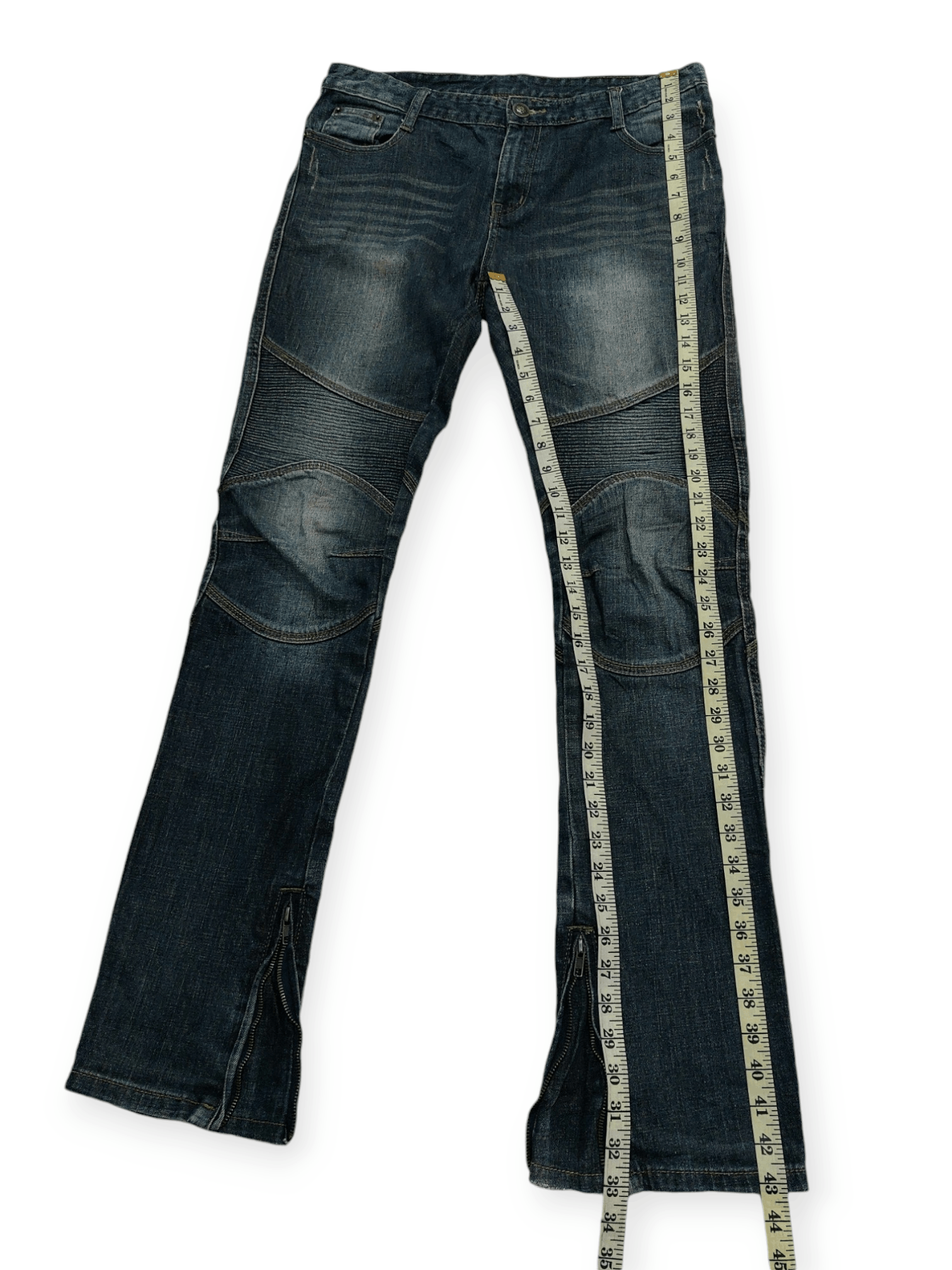 Vintage 🔥 Longli Zipped Flare Punk Biker Denim Size US 33 - 20 Thumbnail