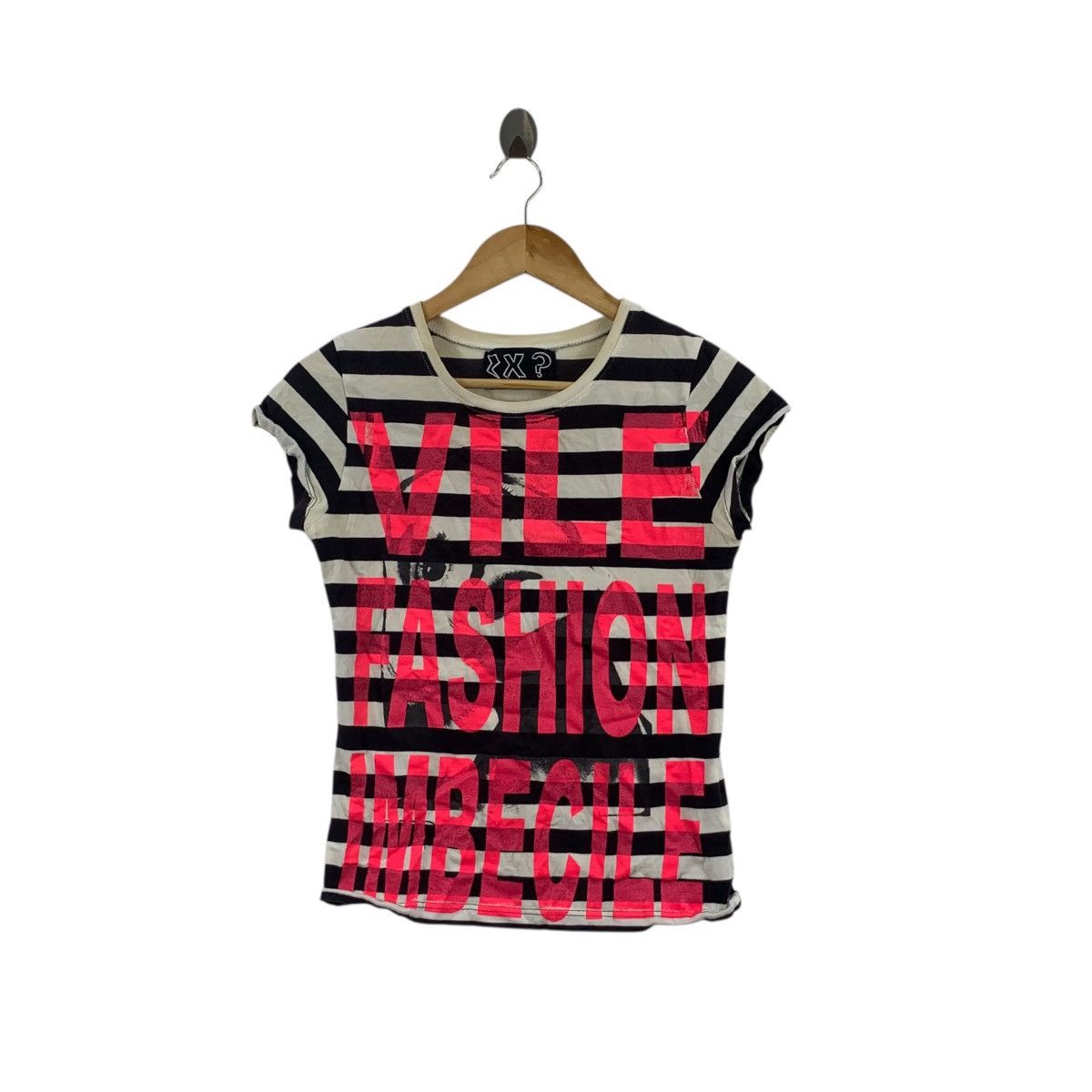 Vintage Vintage VILE FASHION IMBECILE Continental Creation Tee Shirt Size XXS / US 00 / IT 34 - 1 Thumbnail