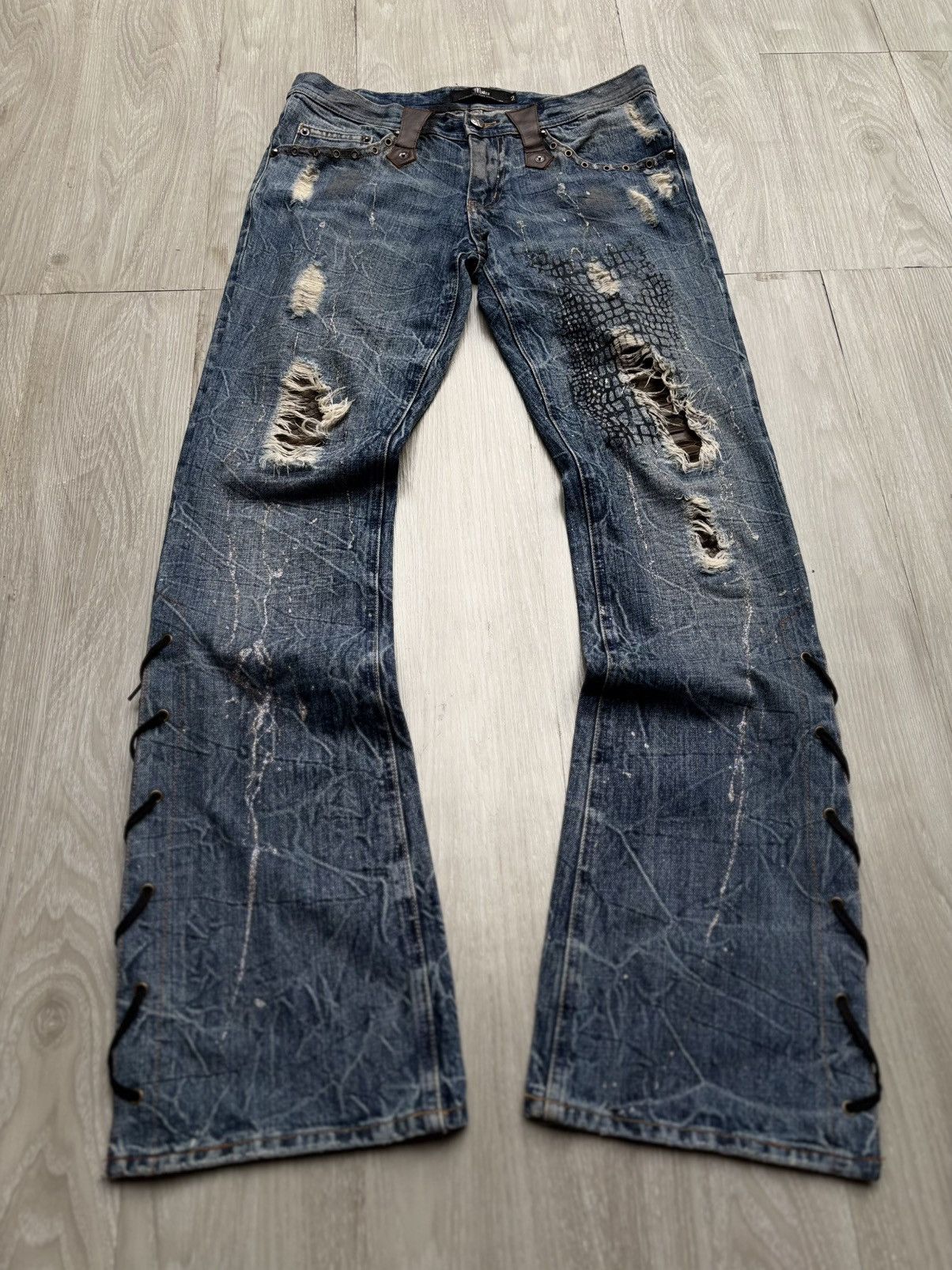 パンツ MIDAS 00s y2k flare damege denim pants MIDAS 00s y2k flare damege denim pants