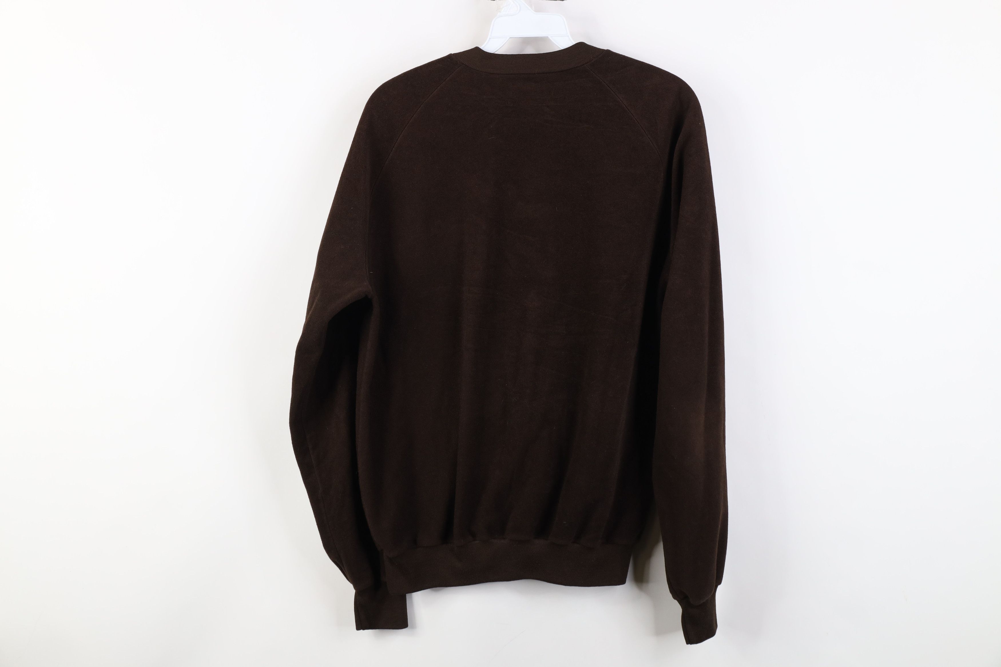 Lee Vintage 70s Lee Blank Velour Fleece V-Neck Sweater Brown USA Size US M / EU 48-50 / 2 - 12 Thumbnail