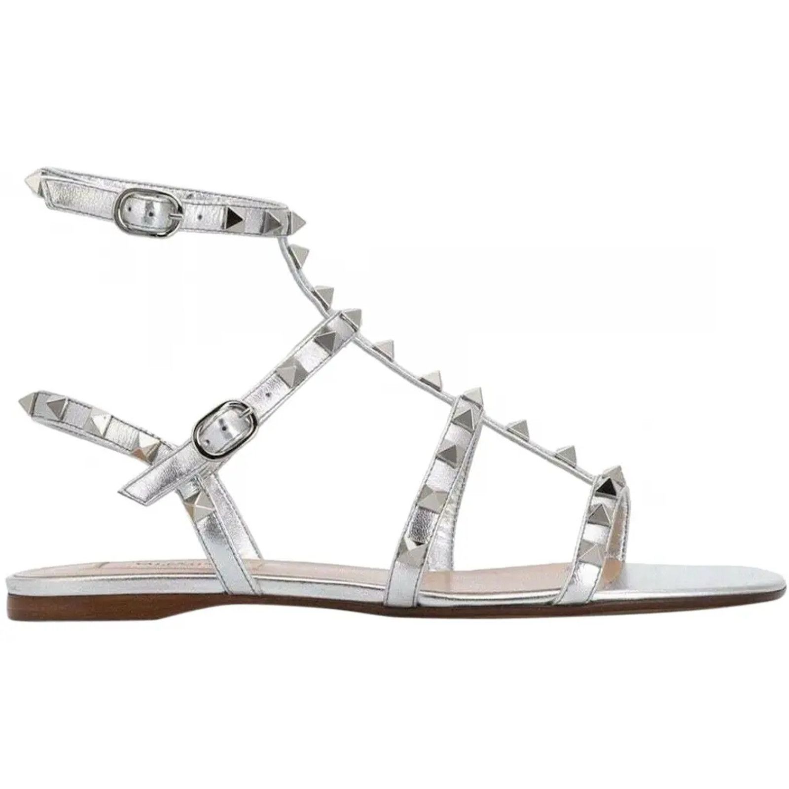 Valentino Valentino Rockstud Silver Stud Leather Ankle Strap Gladiator Size US 6.5 / IT 36.5 - 1 Thumbnail