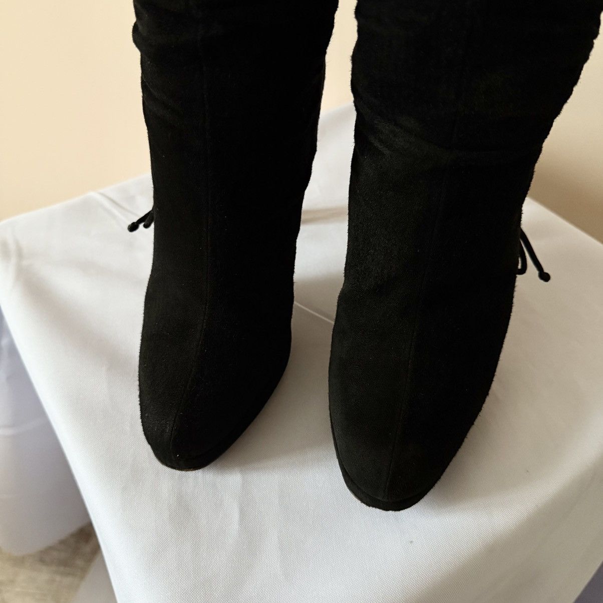 Gucci Gucci Tom Ford Era Suede Slouch Black Bows Boots Heels Size US 5 / IT 35 - 3 Thumbnail