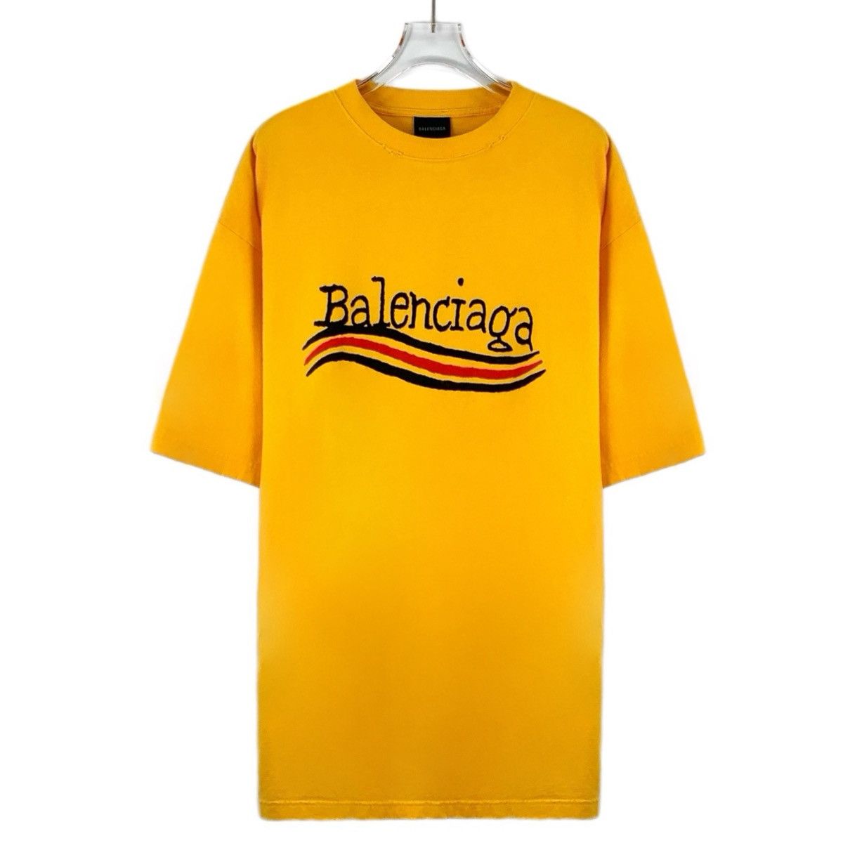 Balenciaga Balenciaga Yellow Logo Printed Short Sleeve T-Shirt K26WX Size US M / EU 48-50 / 2 - 1 Thumbnail