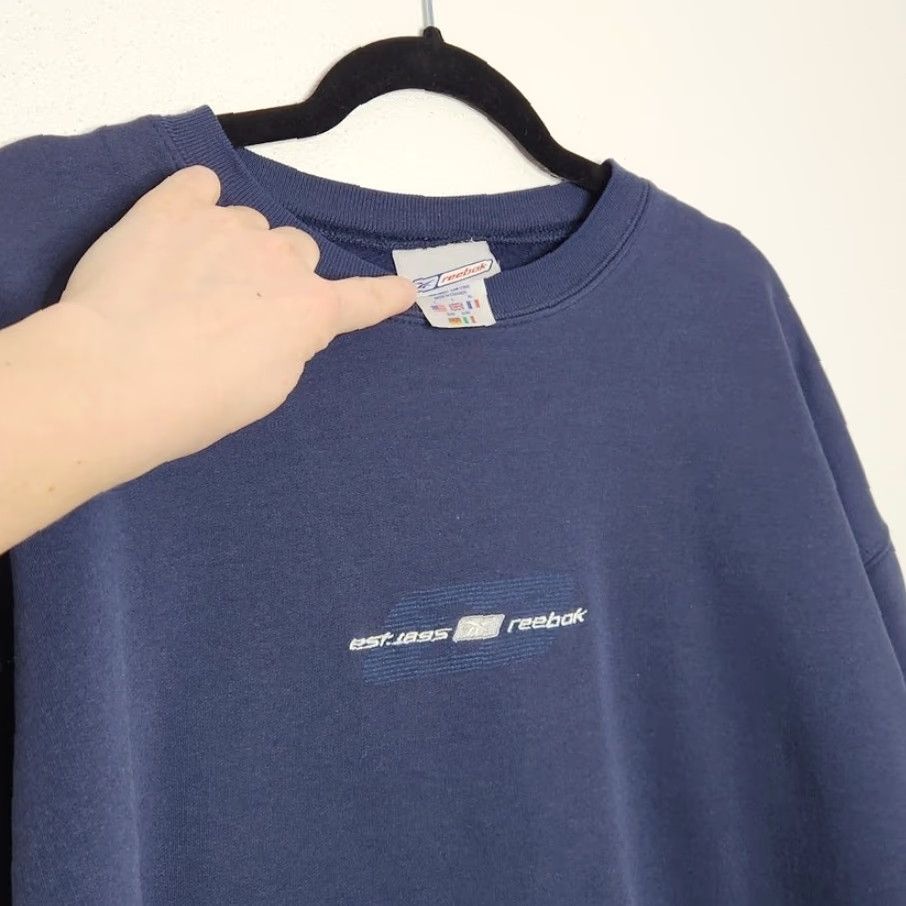 Reebok VINTAGE Reebok Sweatshirt Crewneck Oversized Spellout Logo Blue L Adults Unisex Pullover 90s VTG Size US L / EU 52-54 / 3 - 4 Thumbnail