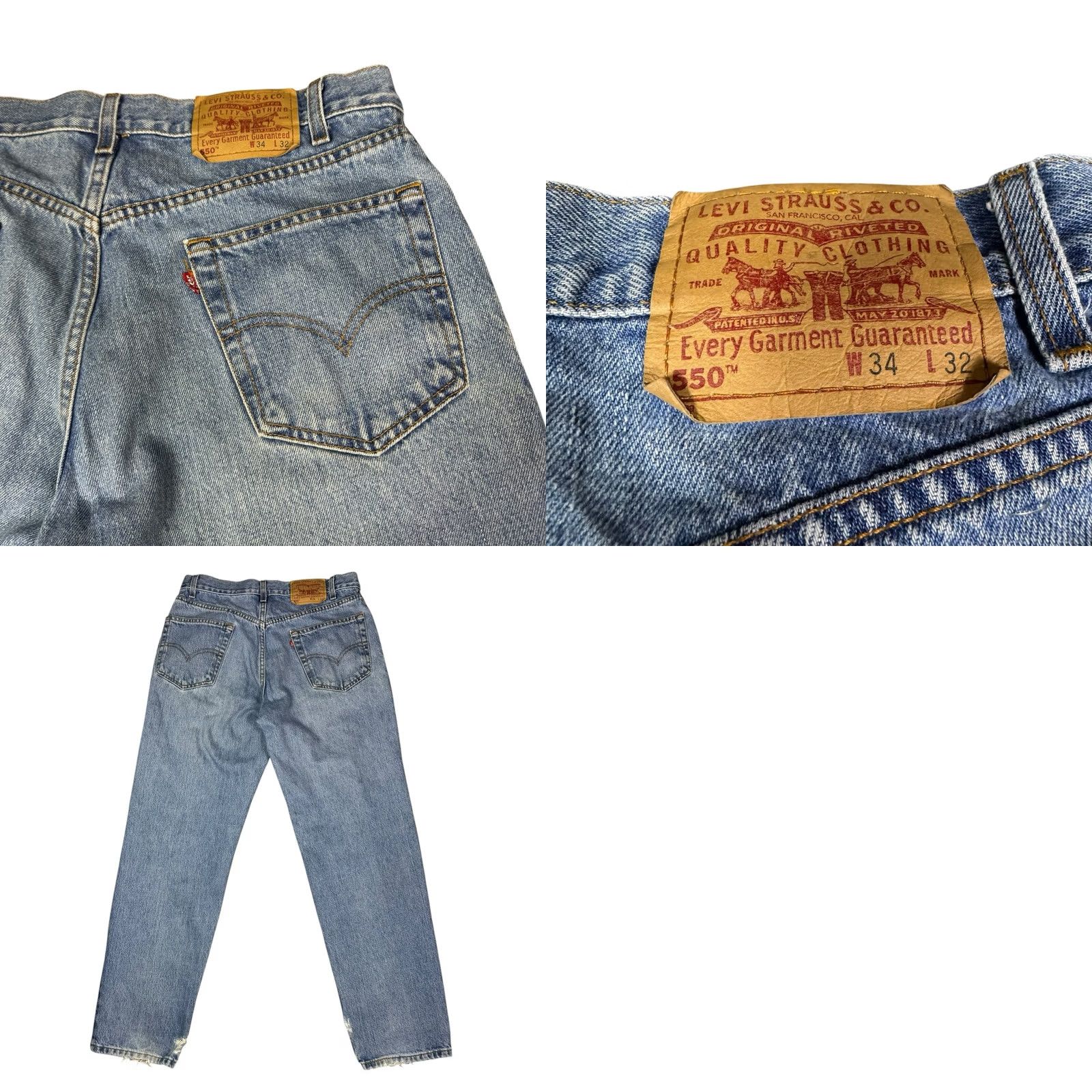 Levi's VINTAGE Levi's 550 Jeans Mens 34x32 Blue Distressed 90s Paper Tag Grunge Y2K Jeans Mens 34x32 Blue Distressed 90s Paper Tag Grunge Y2K Size US 34 / EU 50 - 9 Thumbnail