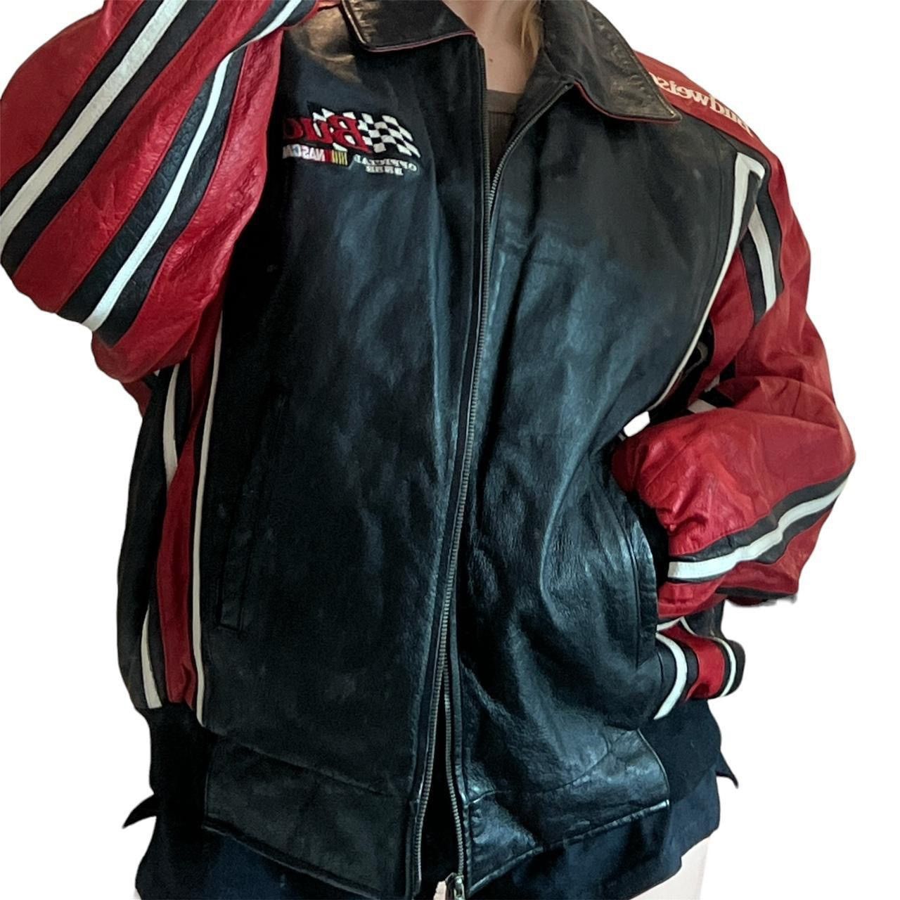 Budweiser × NASCAR × Vintage Vintage 90’s Budweiser Nascar Racing Genuine Leather Jacket Size US XL / EU 56 / 4 - 8 Thumbnail